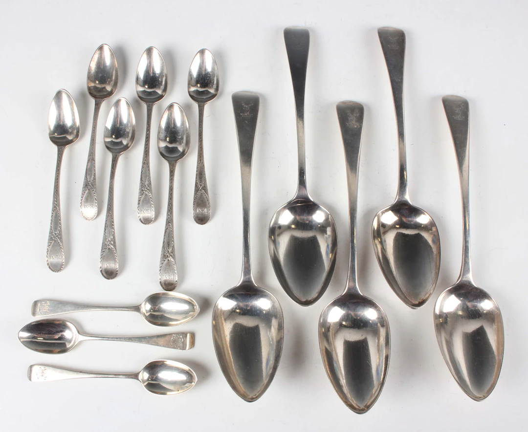 A set of four George III silver Old English pattern tablespoons, London