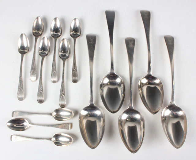 A set of four George III silver Old English pattern tablespoons, London
