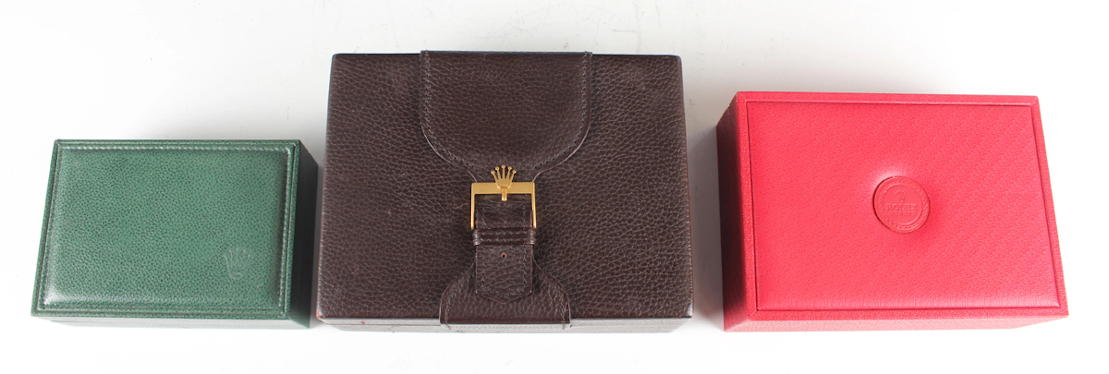 A Rolex brown leather rectangular gentleman's wristwatch case, the