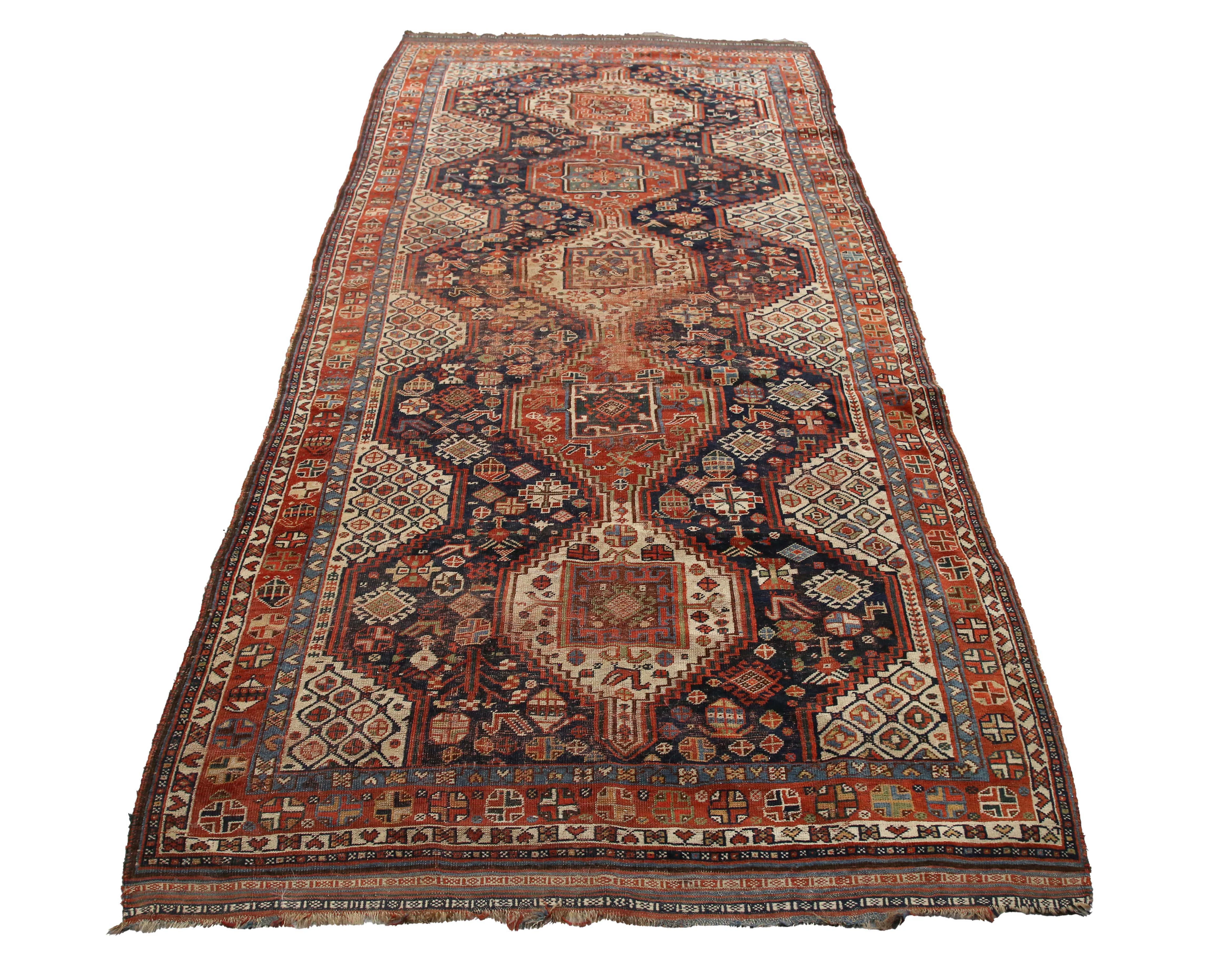 A Ghashghai long kelleh rug, South-west Persia, early 20th century
