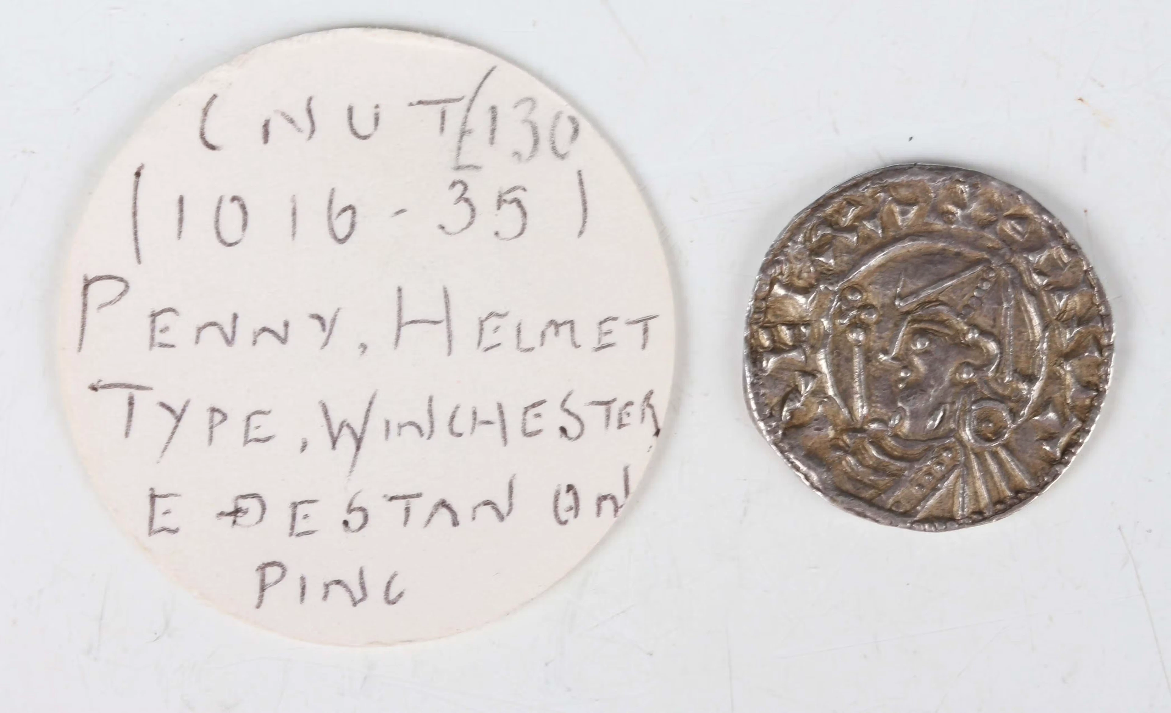 A Cnut hammered silver penny 1016-1035, helmet type, moneyer Aelfstan