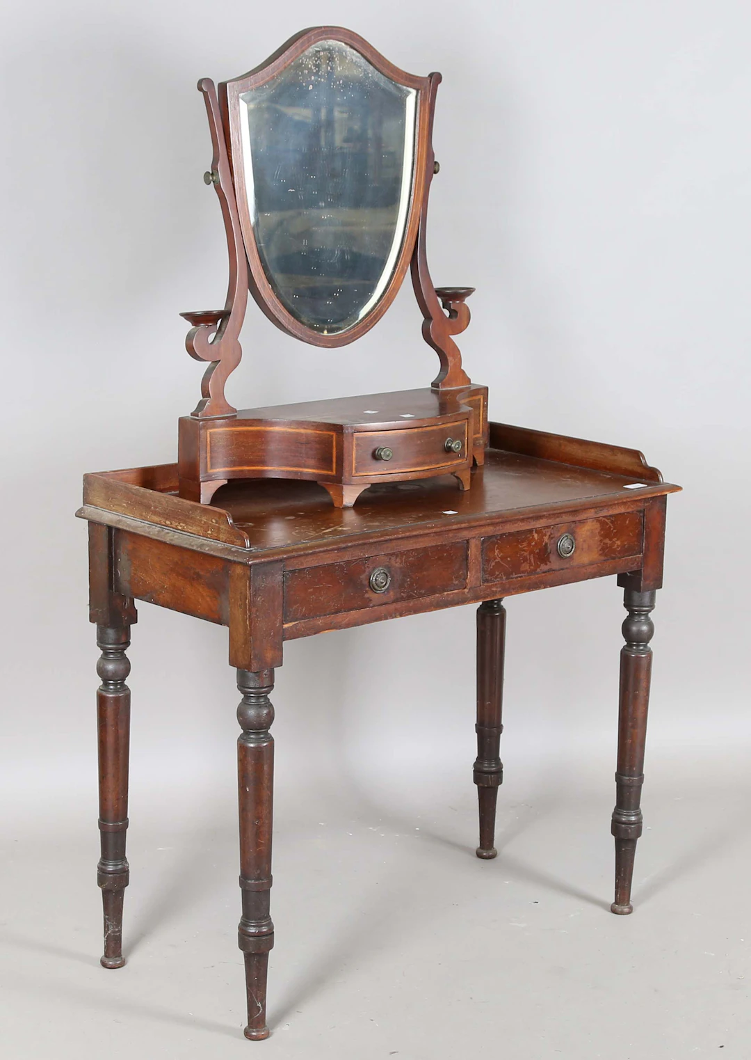 A Victorian mahogany side table, fitted with two frieze drawers, height