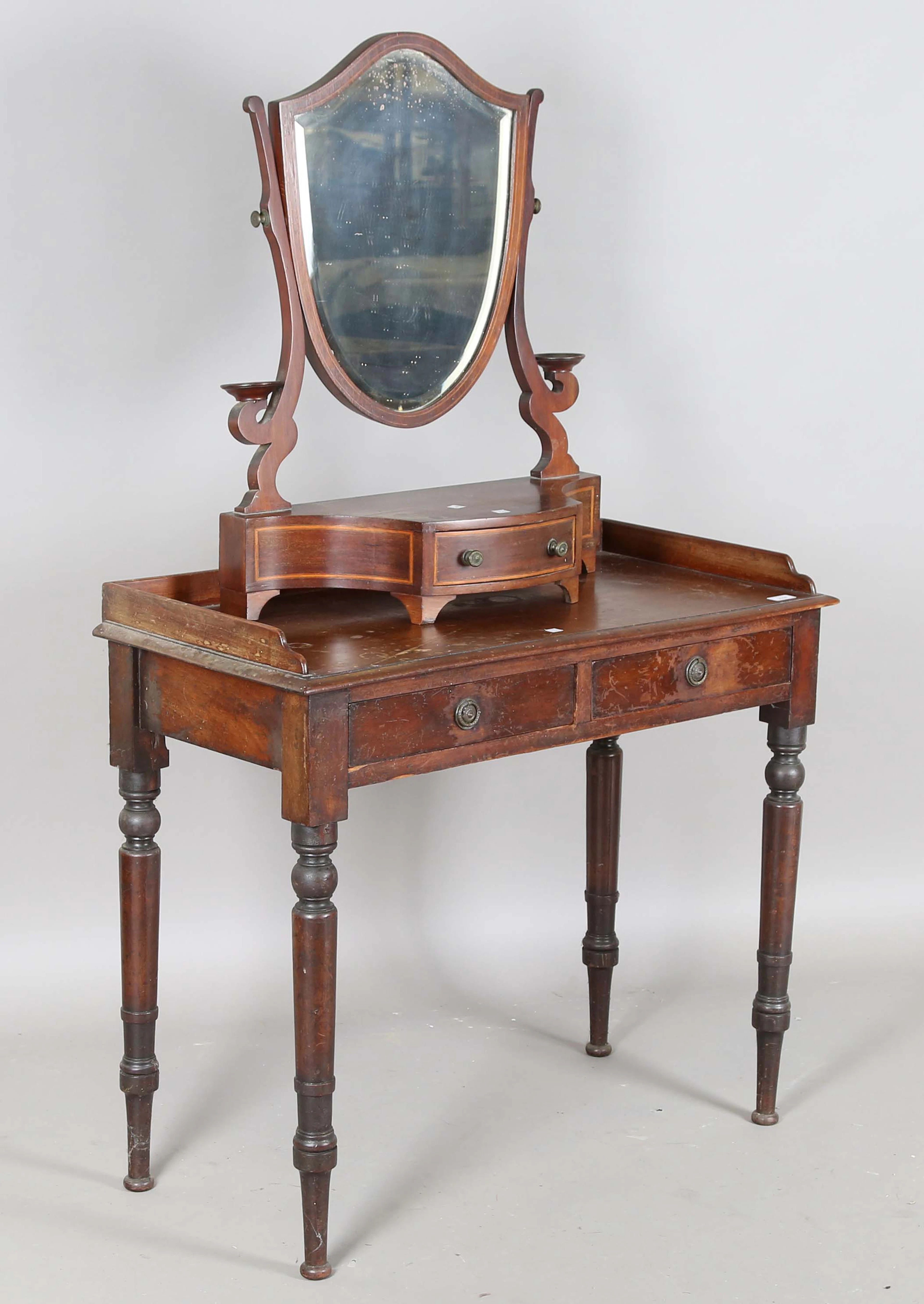 A Victorian mahogany side table, fitted with two frieze drawers, height