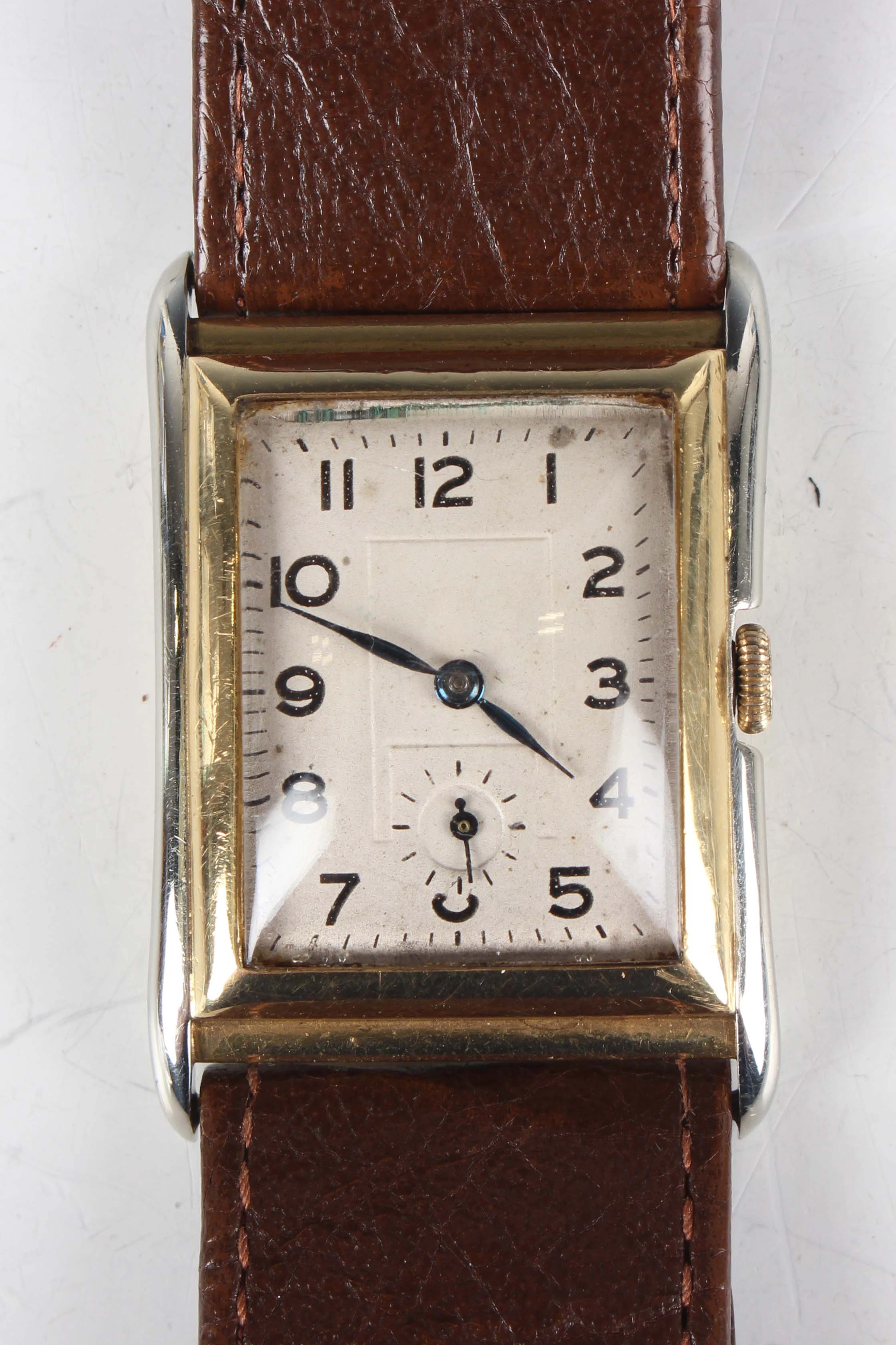 An Eterna 18ct two-colour gold rectangular cased gentleman's wristwatch