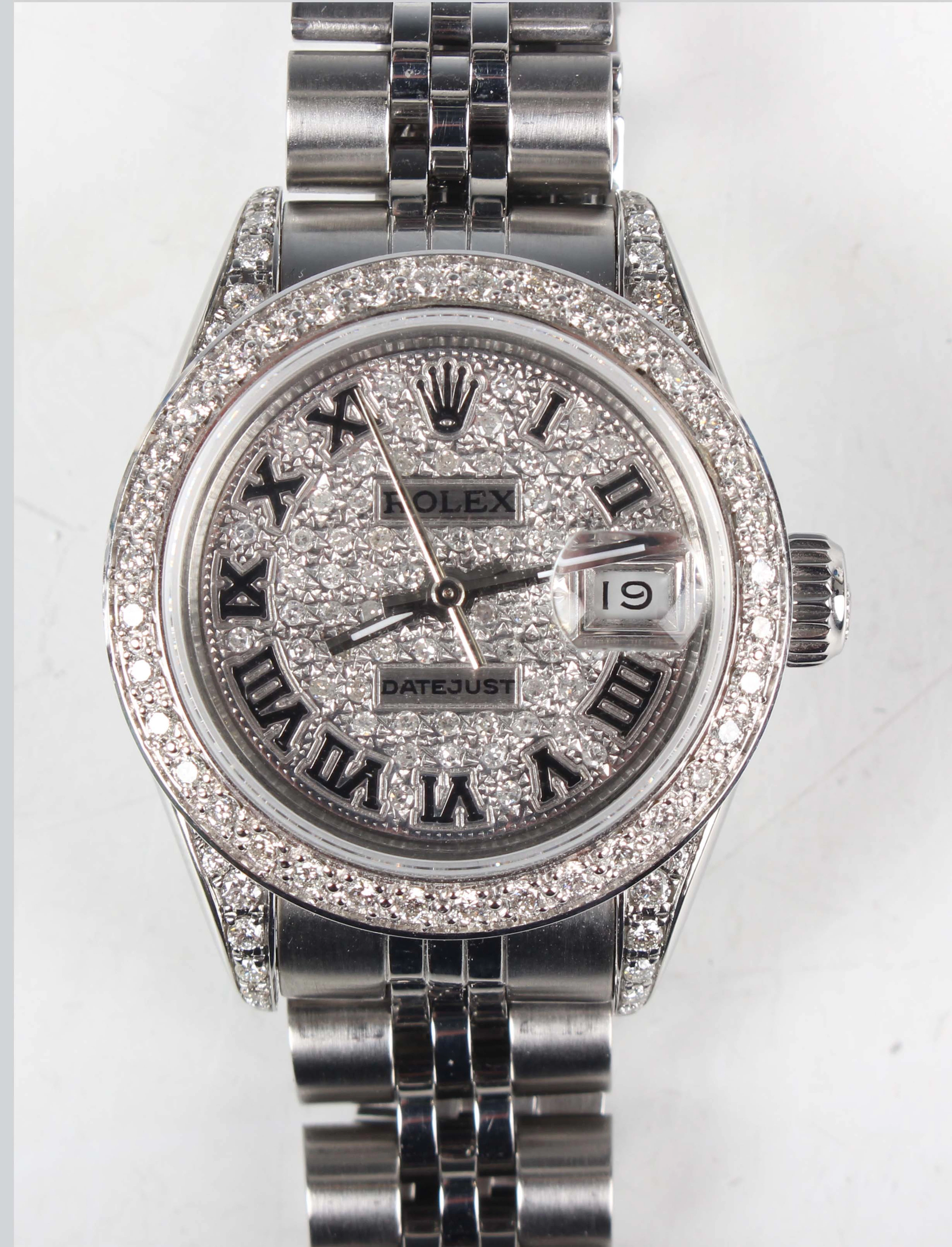 A Rolex Oyster Perpetual Datejust stainless steel and aftermarket