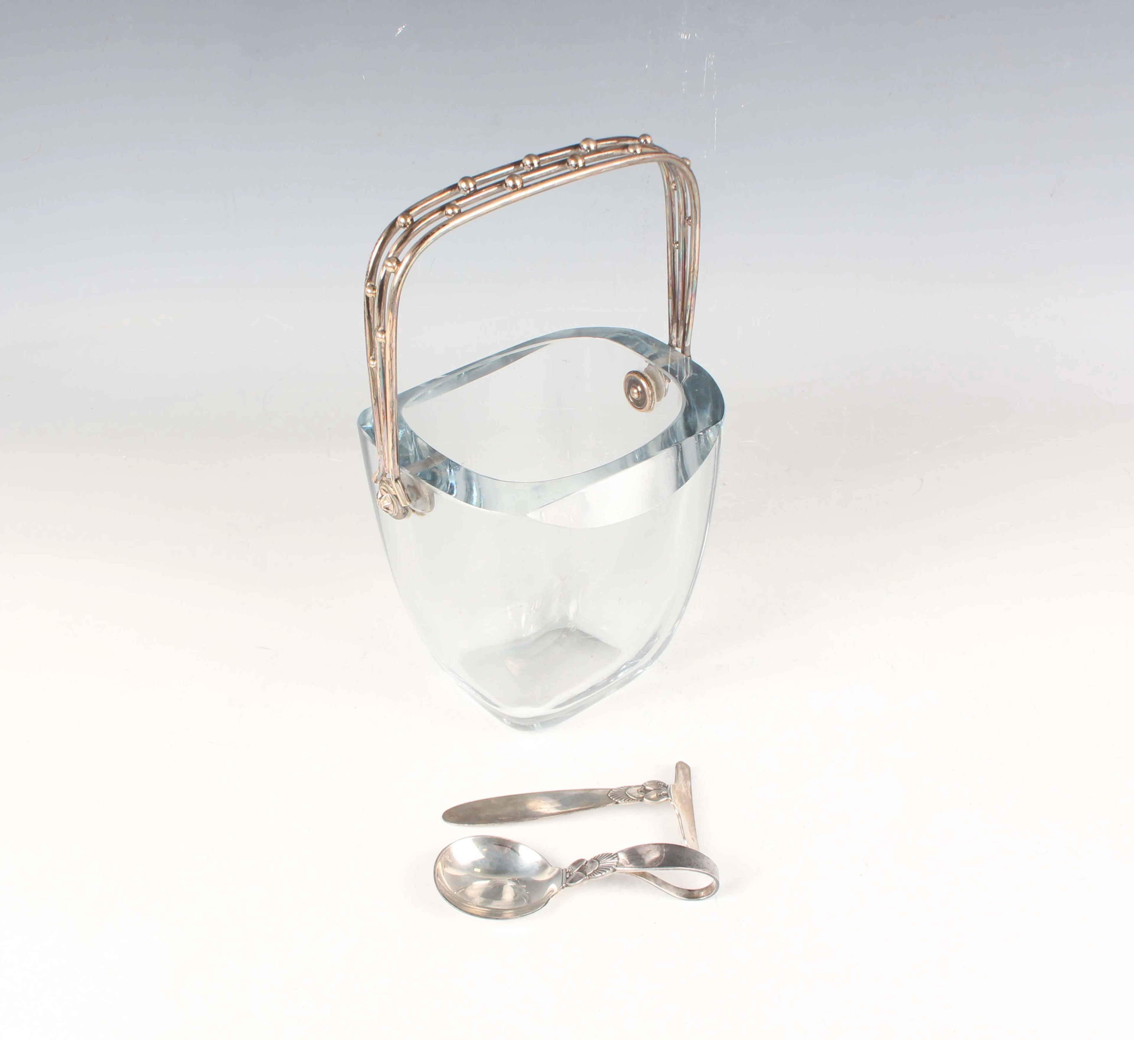 A Georg Jensen sterling cactus pattern christening spoon and pusher