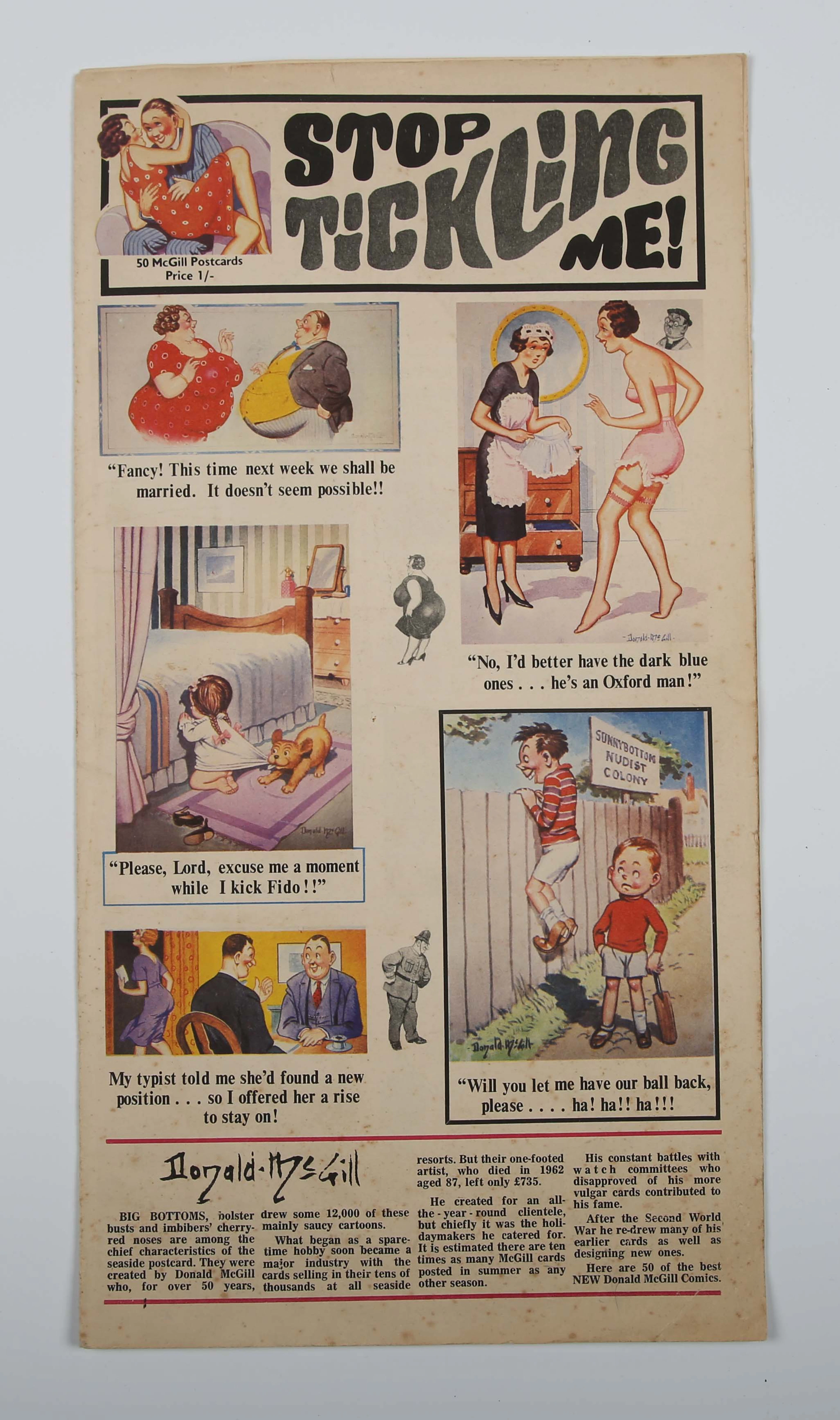 An album containing 26 Donald McGill postcards and proofs, most collected