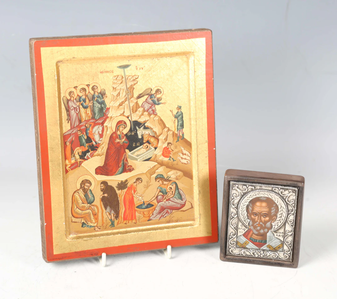 A reproduction of a Byzantine icon depicting the Nativity of Jesus