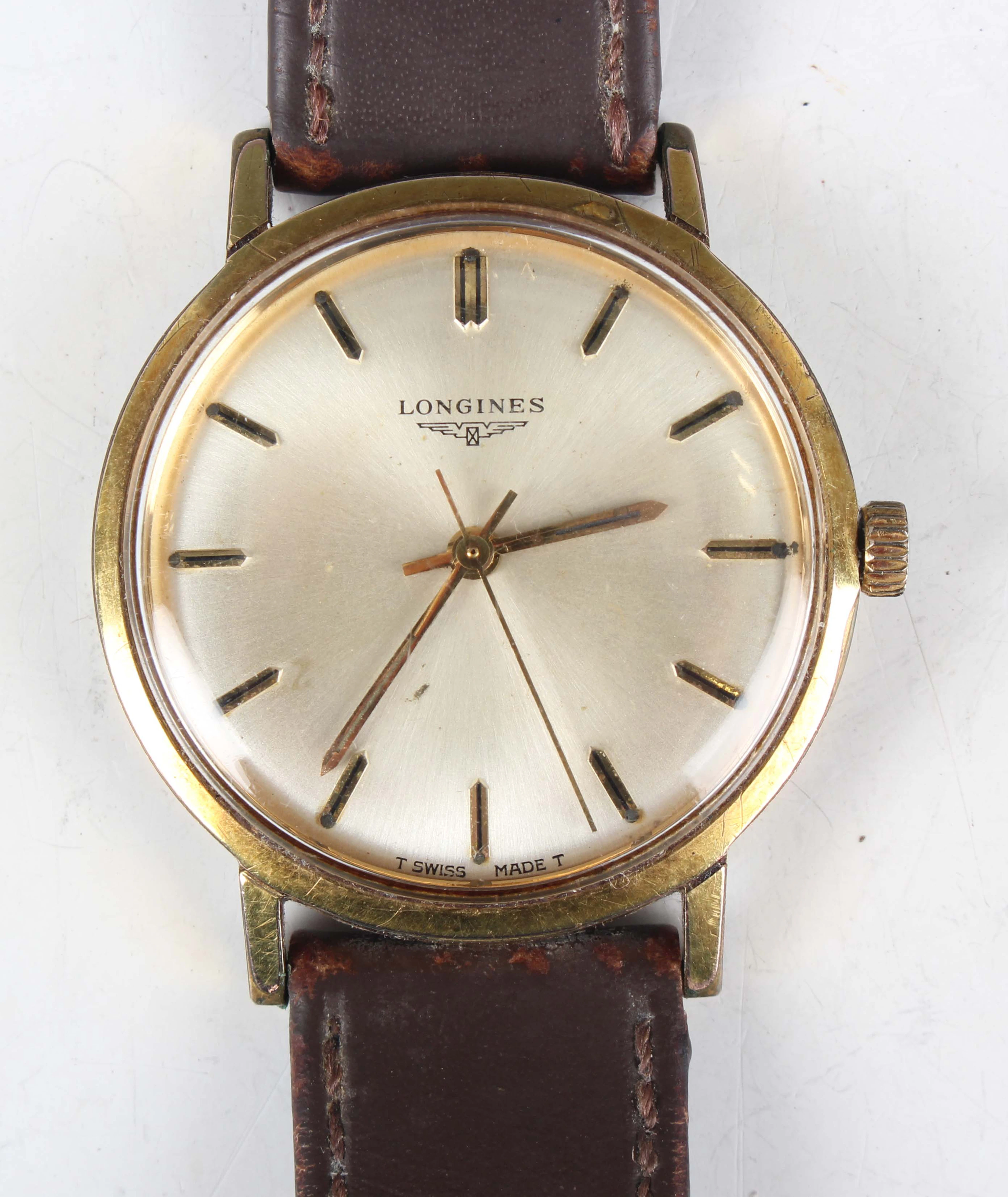 A Longines gilt metal fronted and steel backed gentleman's wristwatch