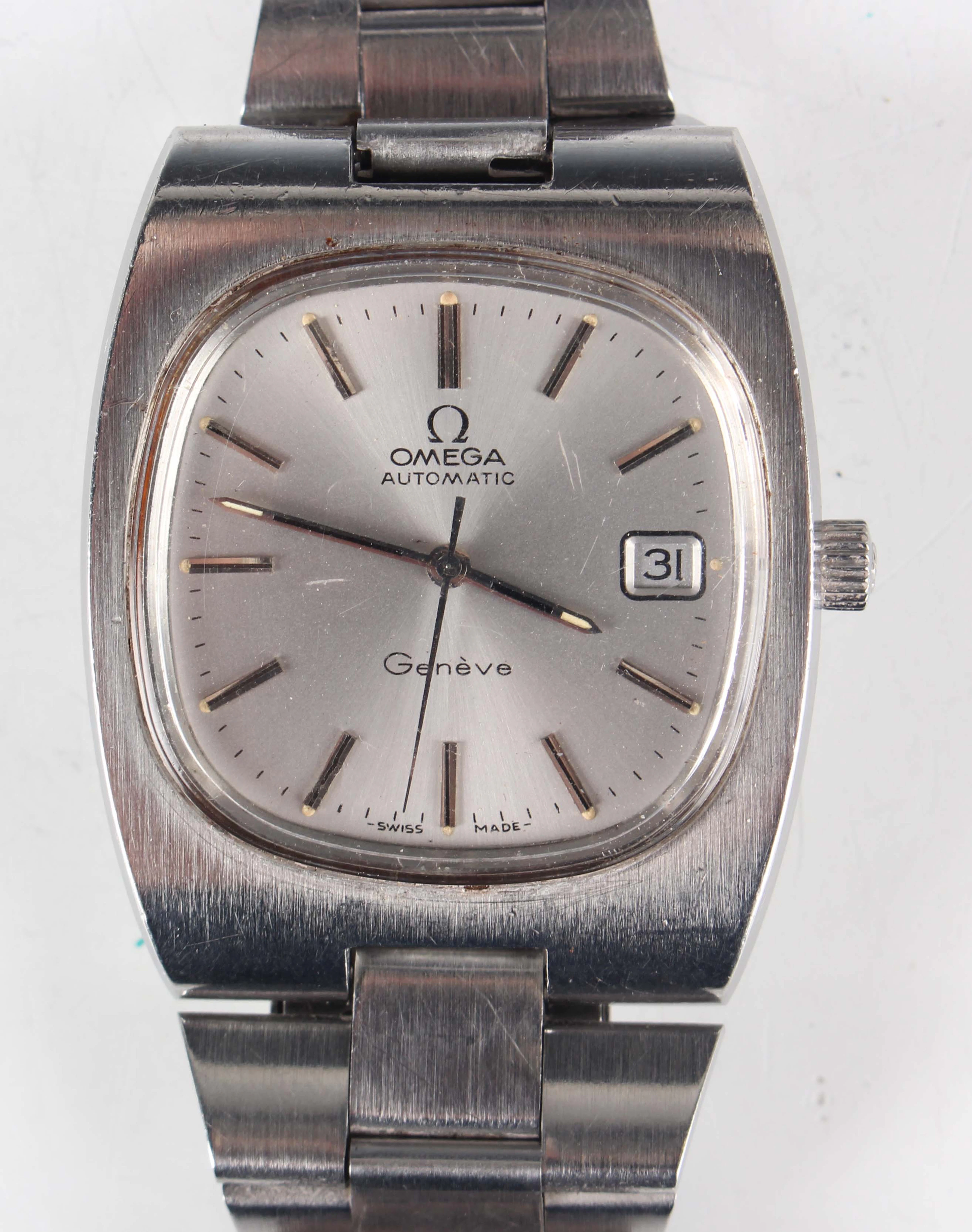 An Omega Automatic Genève stainless steel gentleman's bracelet wristwatch