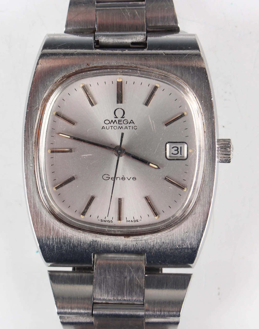 An Omega Automatic Genève stainless steel gentleman's bracelet wristwatch
