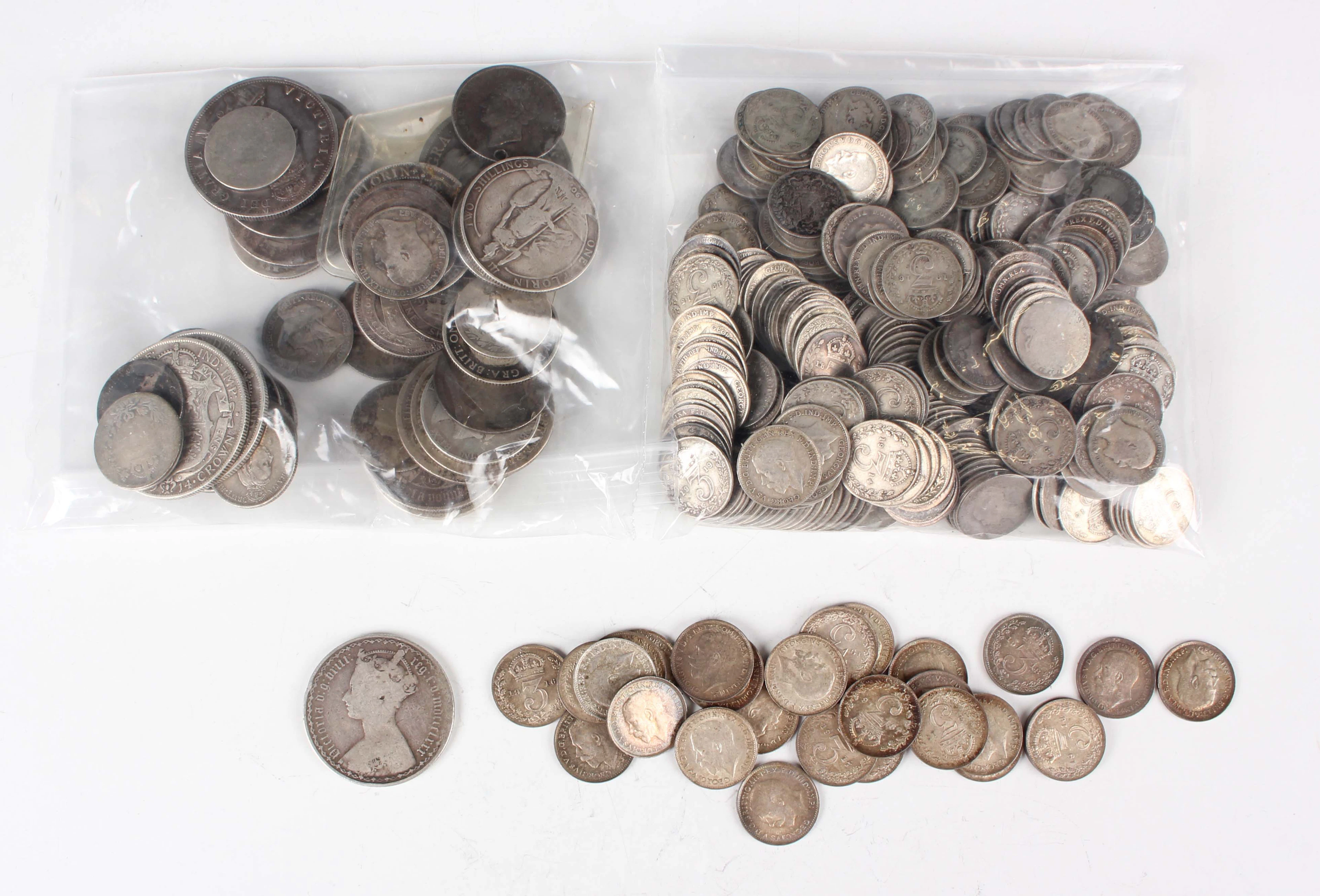 A collection of Victorian and later silver coinage, including half-crowns