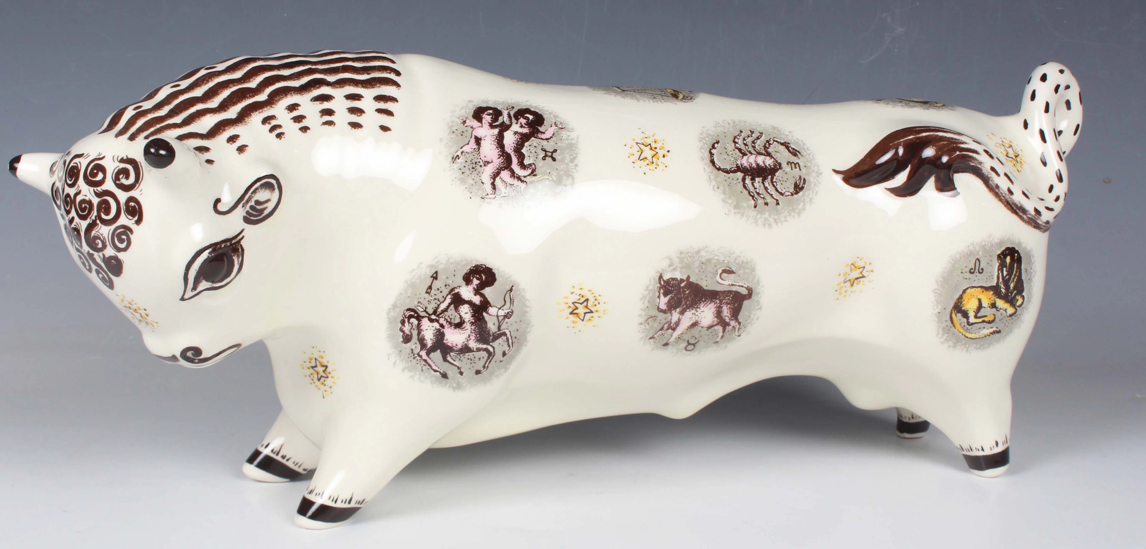 A Wedgwood Queensware Taurus The Bull, circa 1962, designed by Arnold
