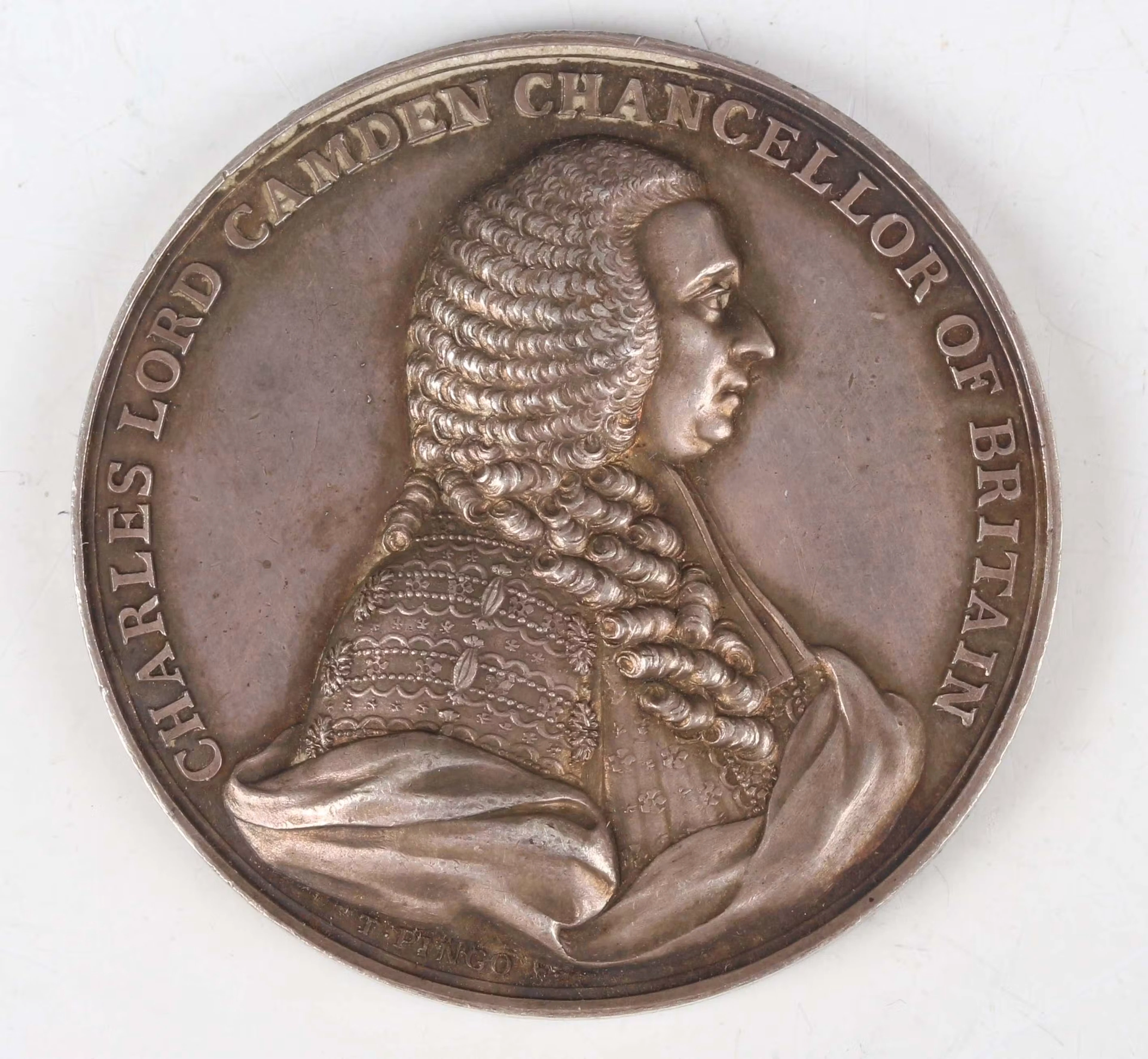 A scarce mid-18th century silver medallion 1766 celebrating Charles
