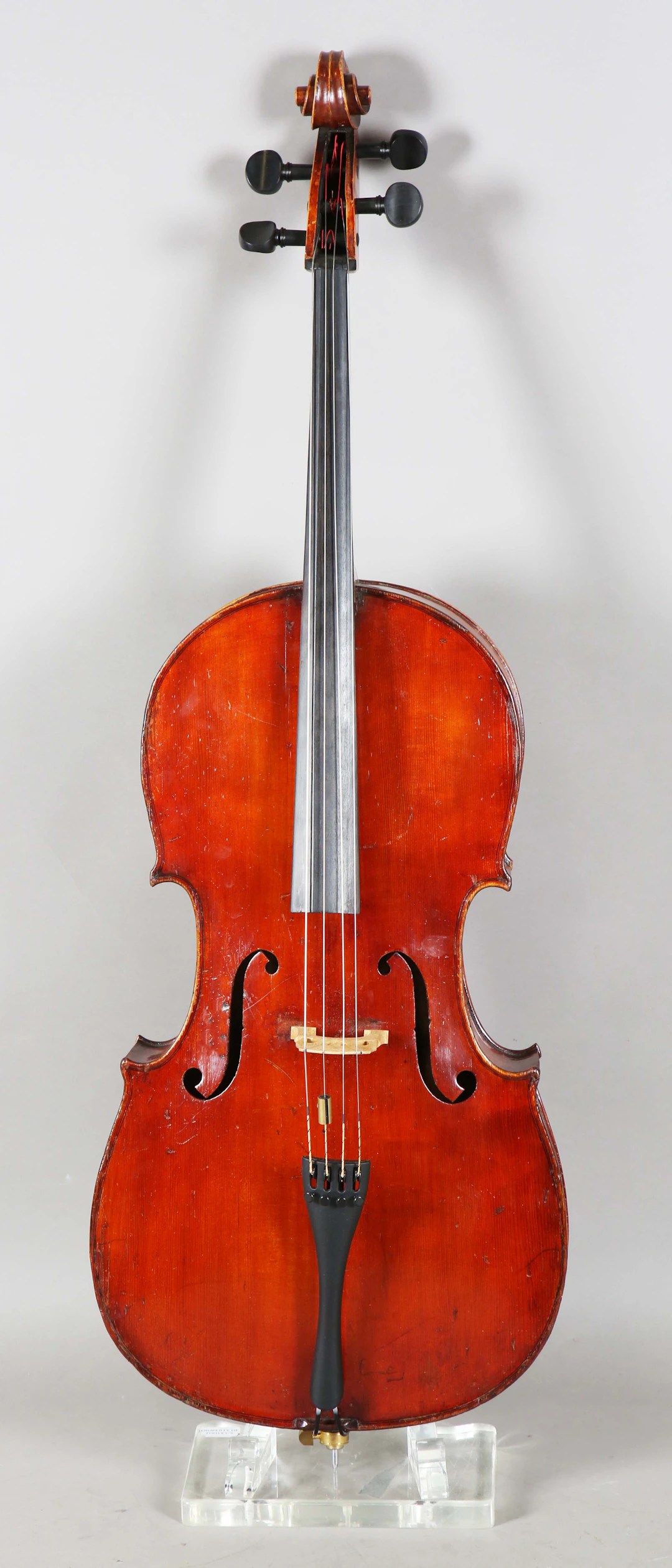 A cello with two-piece back, length of back excluding button 76.2cm