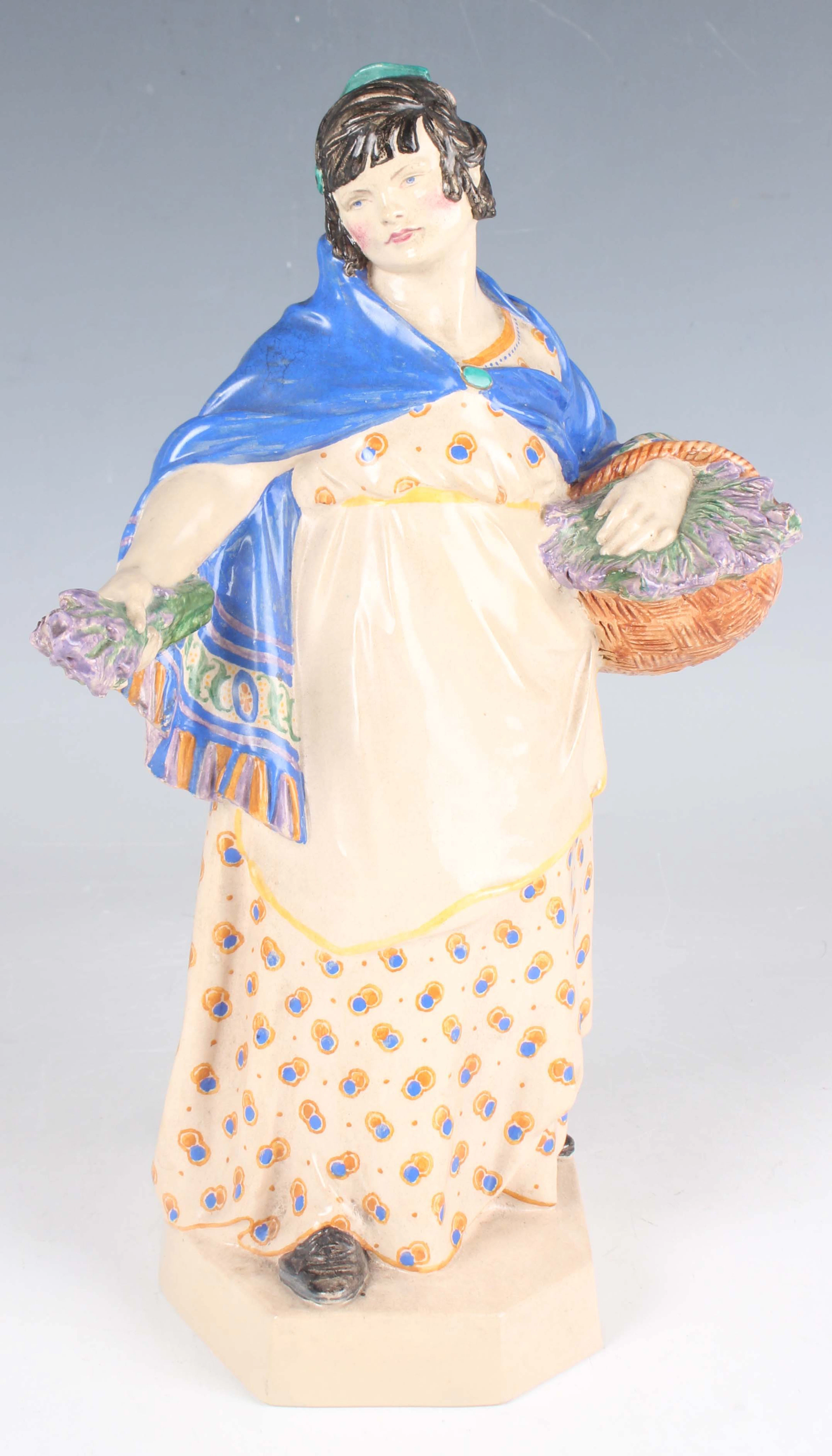 A Charles Vyse pottery figure of The Lavender Girl, circa 1921, modelled