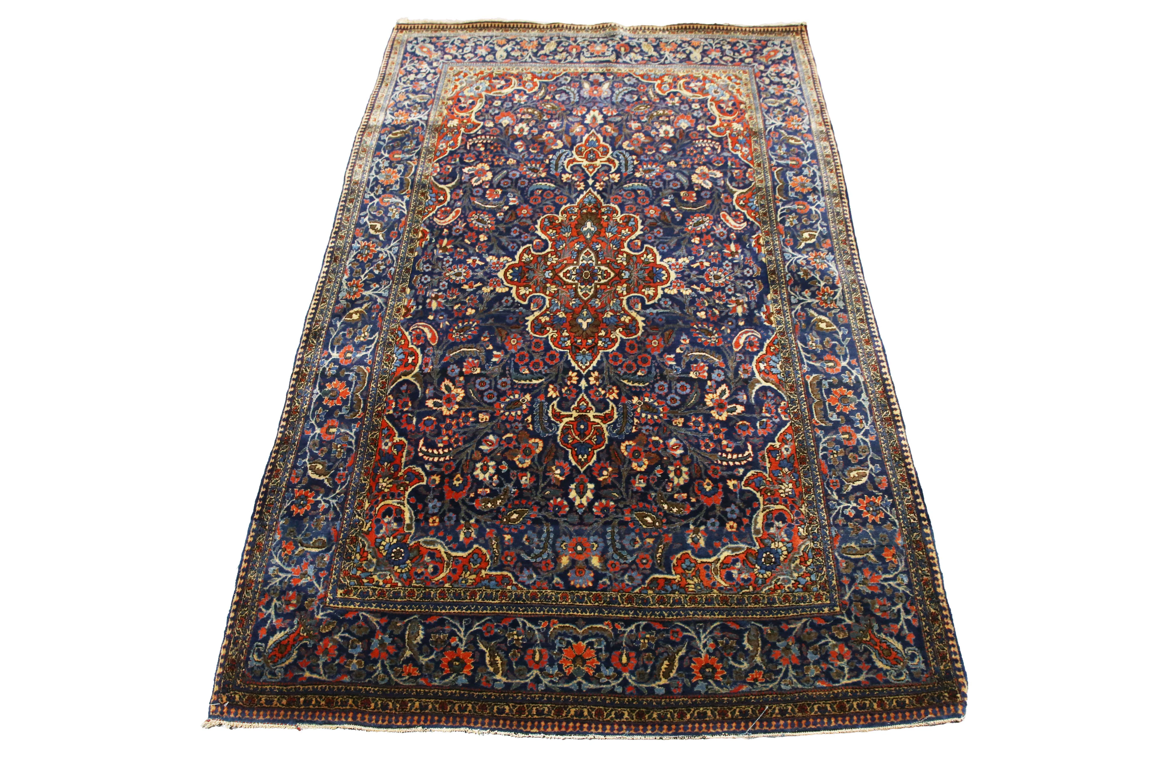 A fine Kashan rug, Central Persia, early 20th century, the midnight