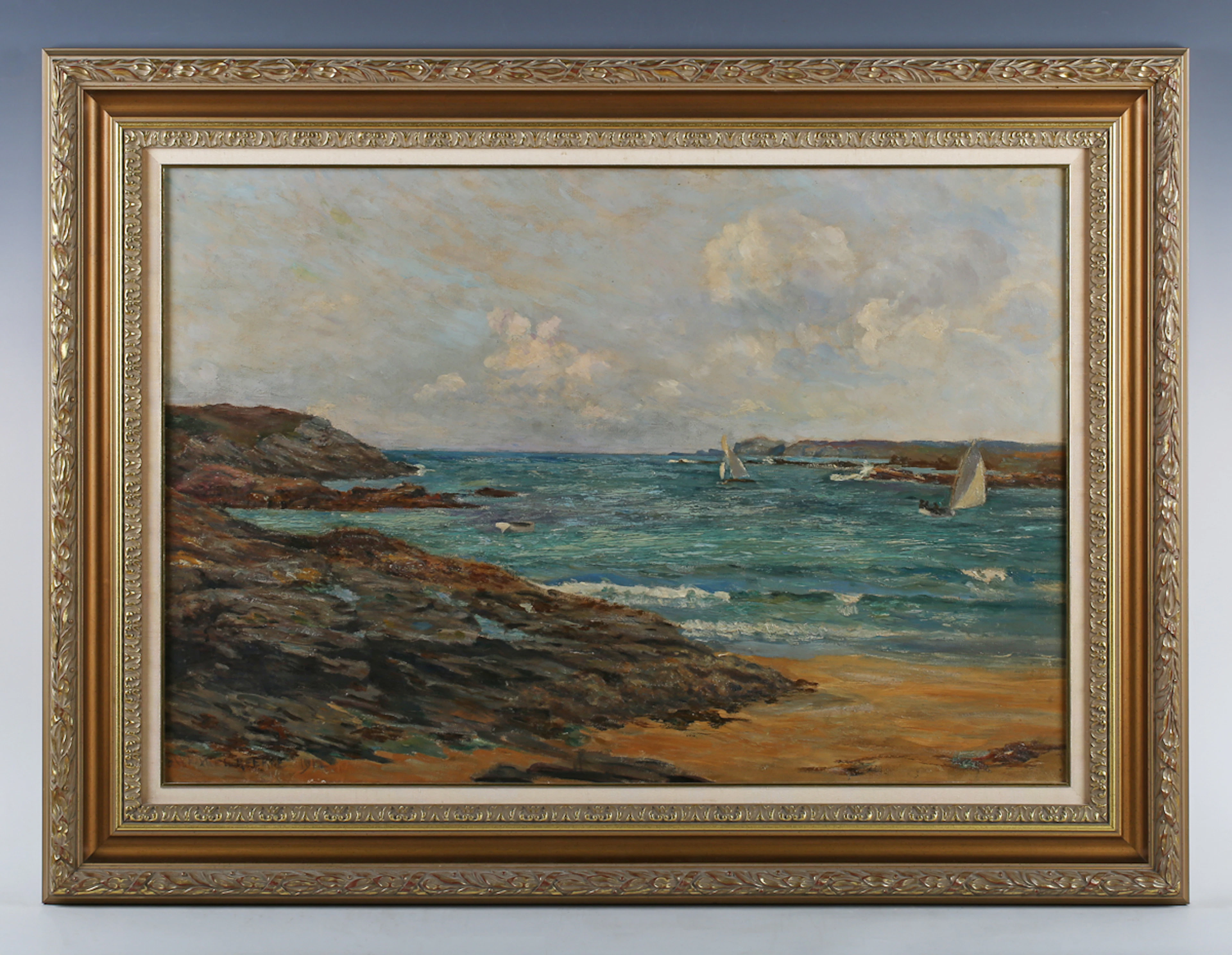 William Maxwell Reekie (British 1869-1948) - Coastal view, oil on