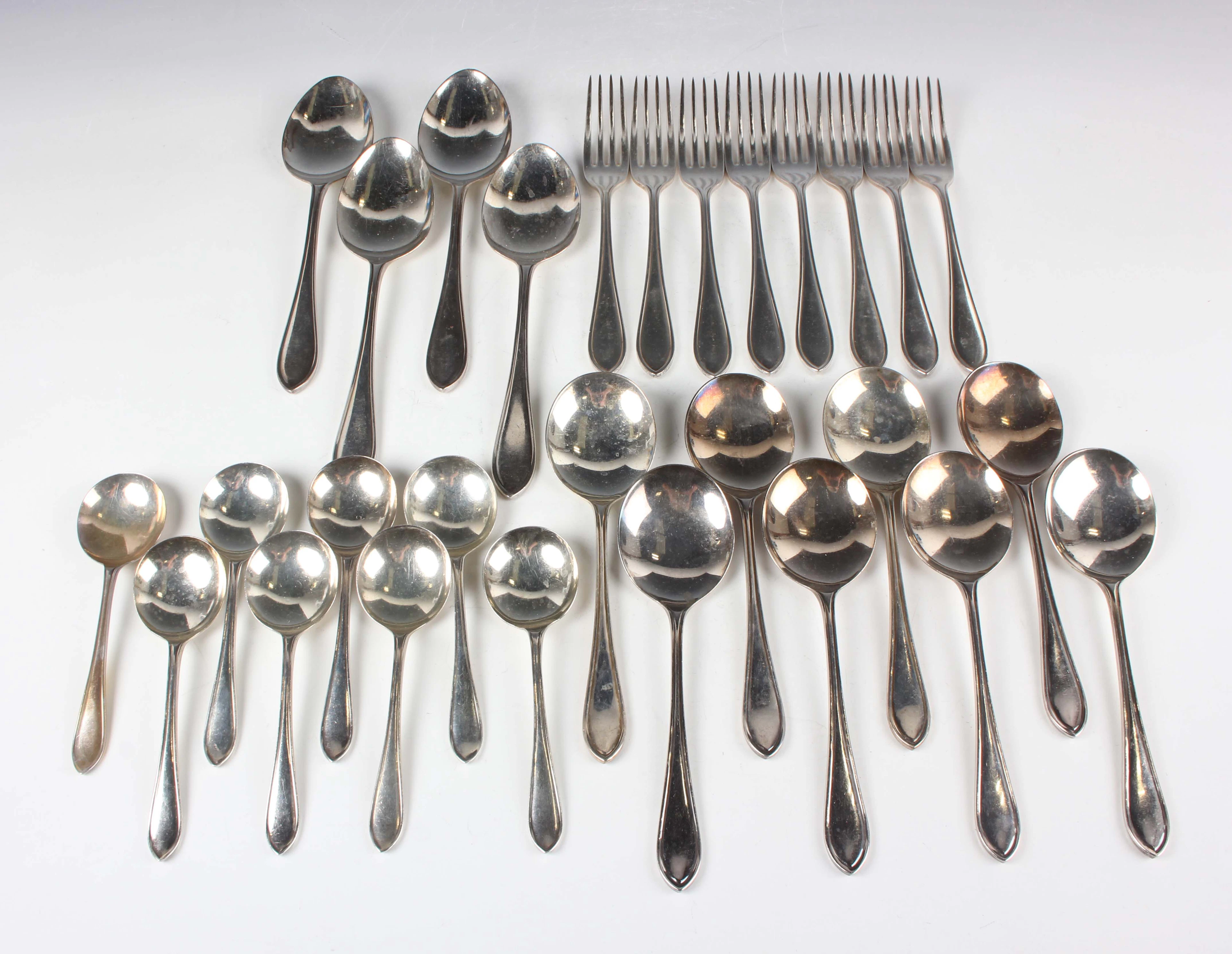 An Elizabeth II part canteen of silver Sandringham pattern cutlery