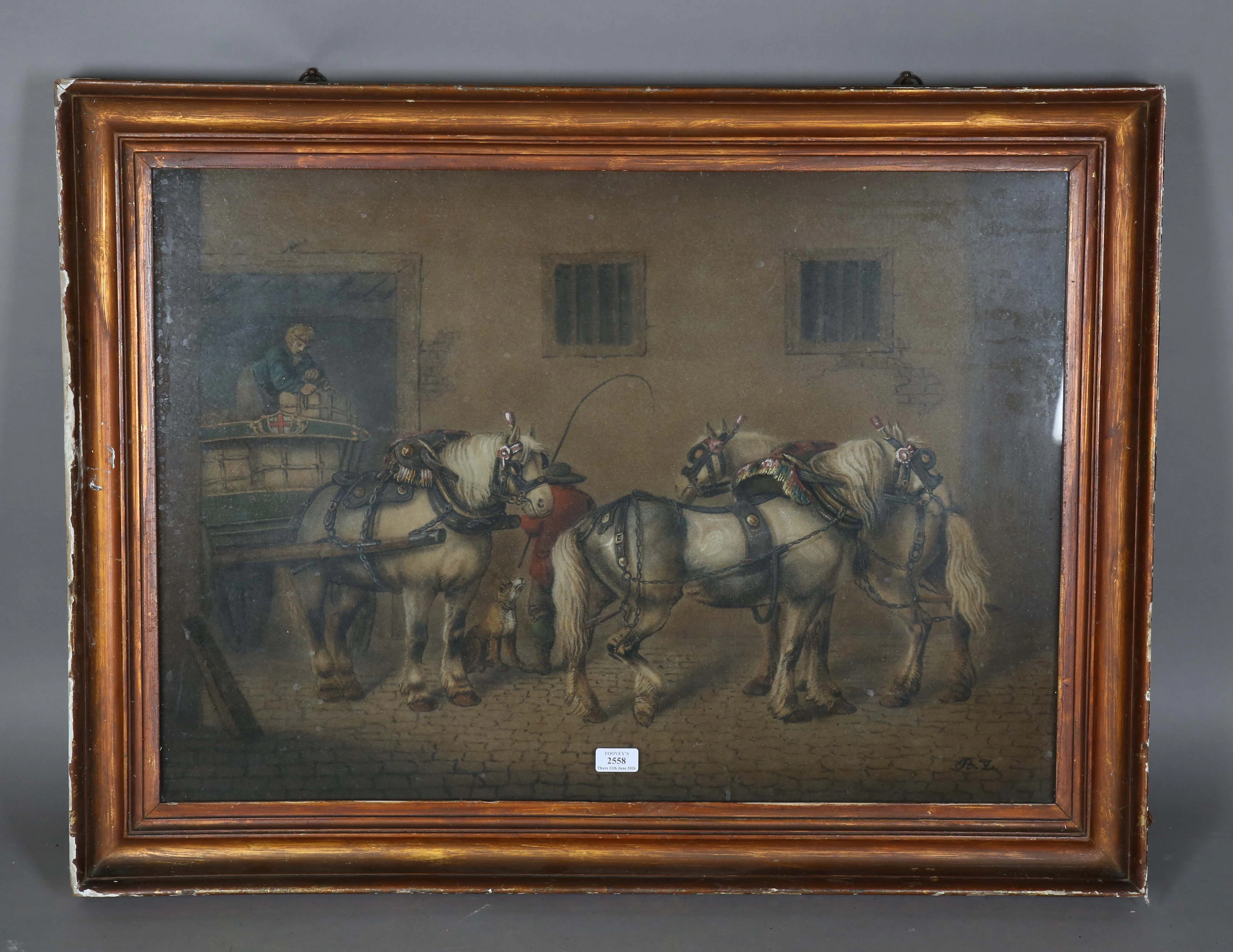Benjamin Zobel (1762-1830) - a George III sand picture depicting three