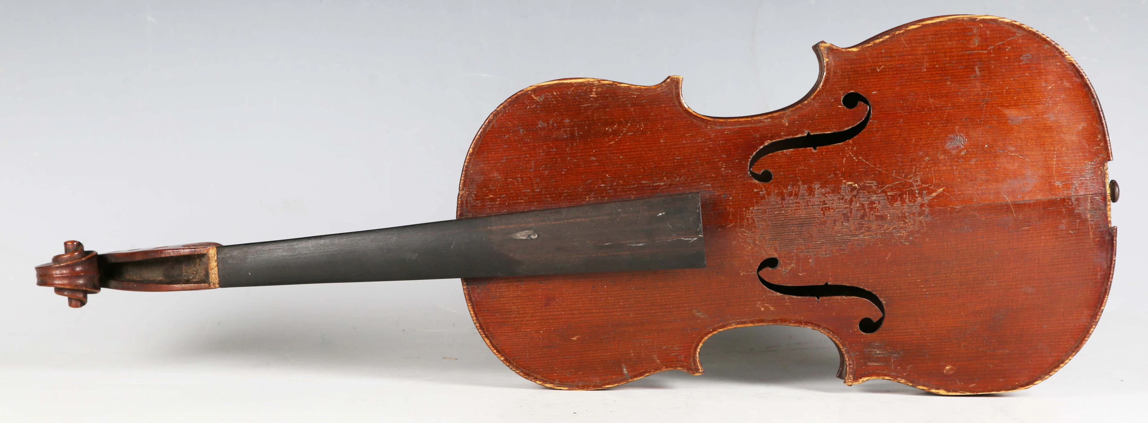 A violin with single-piece back, length of back excluding button 36cm
