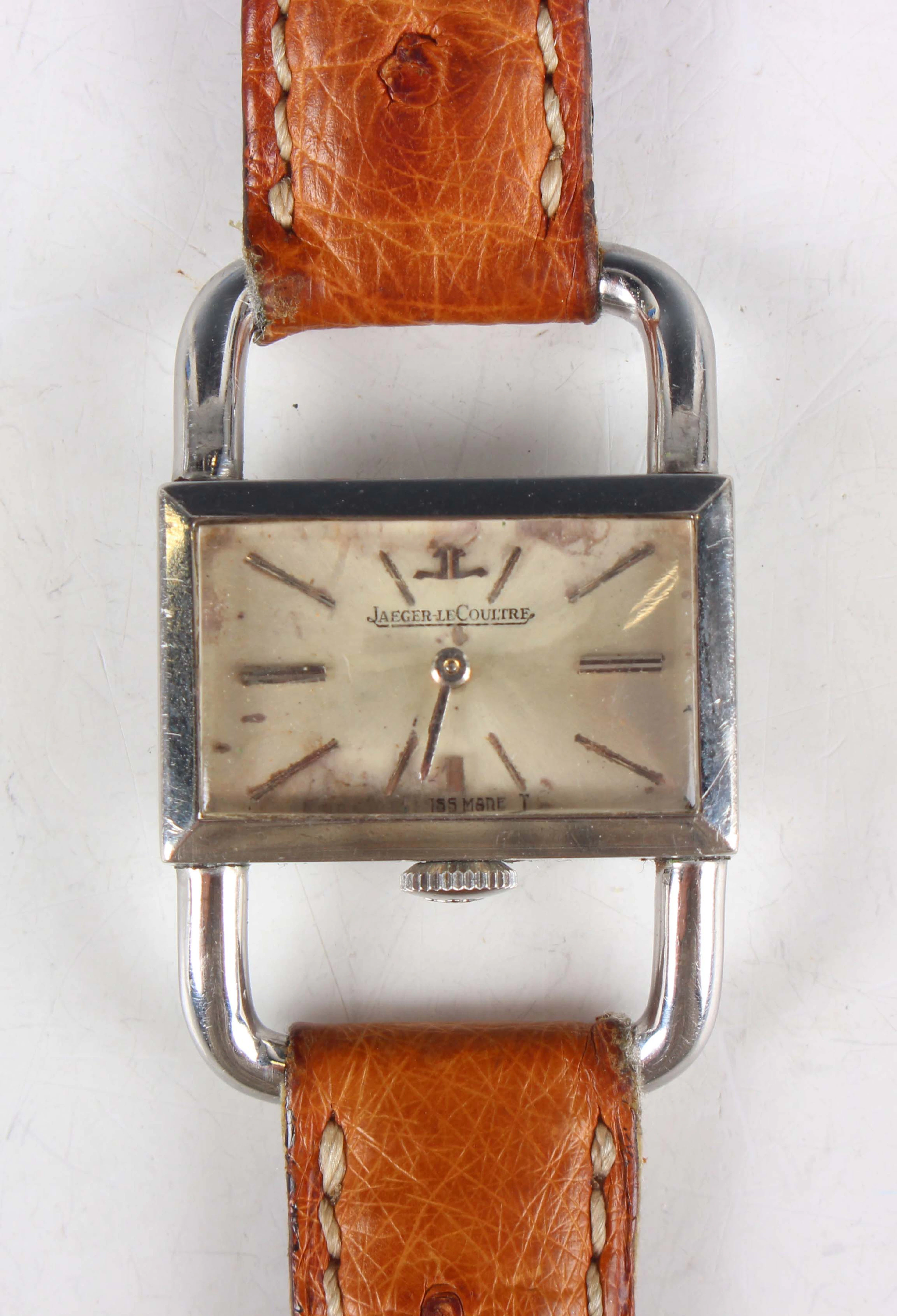 A Jaeger-LeCoultre Etrier stainless steel rectangular cased lady's