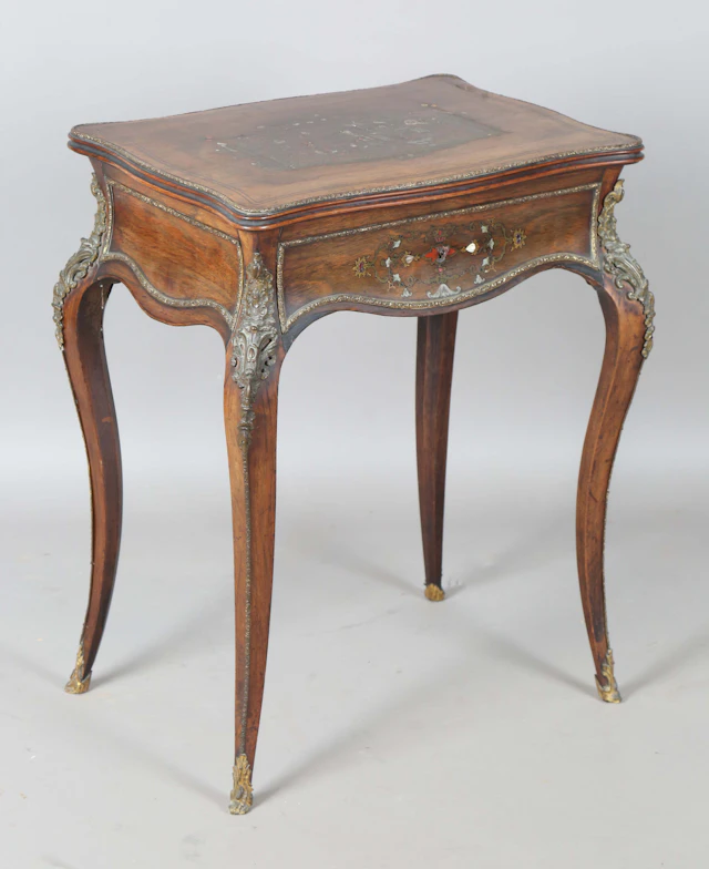 A mid-19th century French rosewood 'poudreuse' dressing table, finely