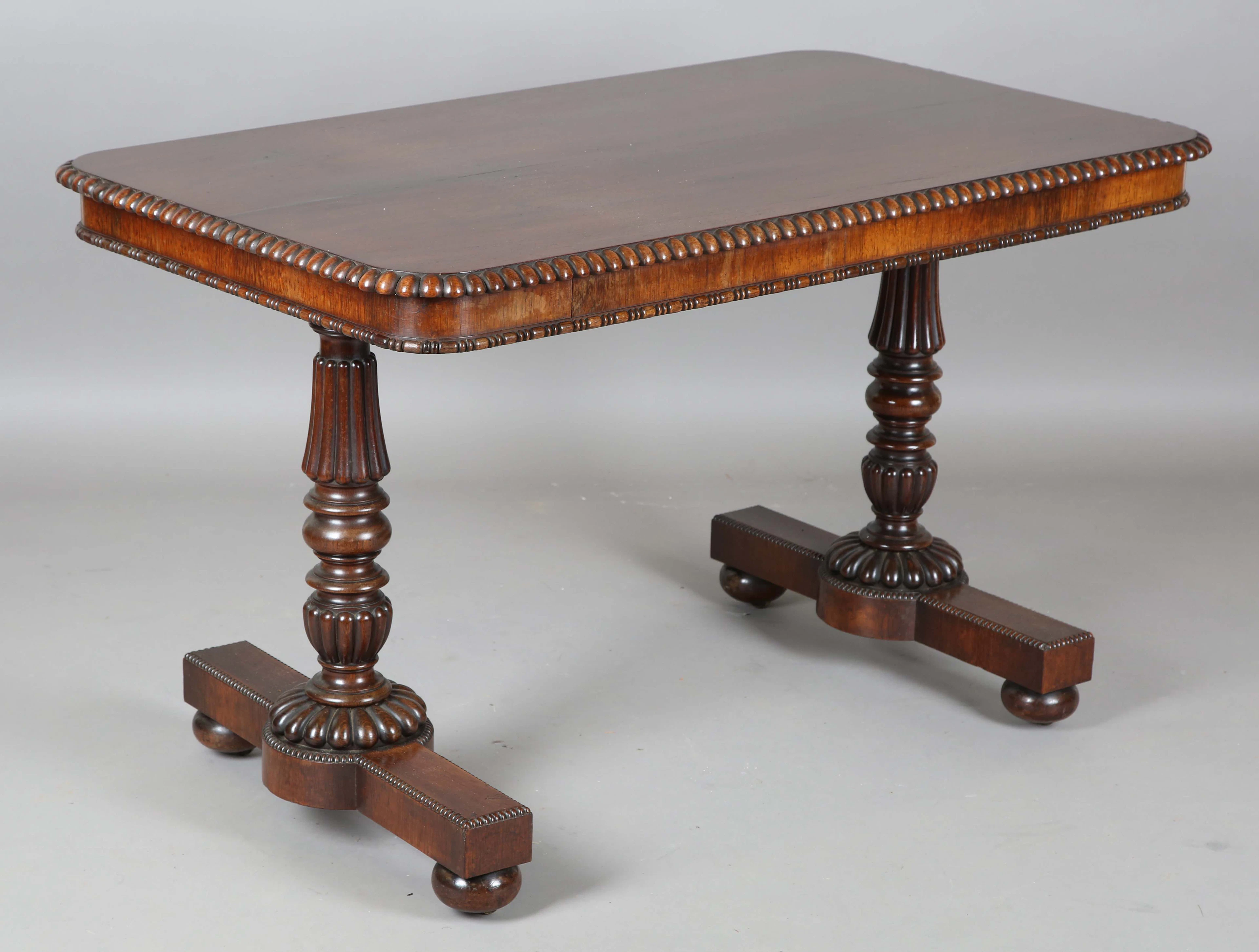 A William IV rosewood library table, in the manner of Gillows of Lancaster