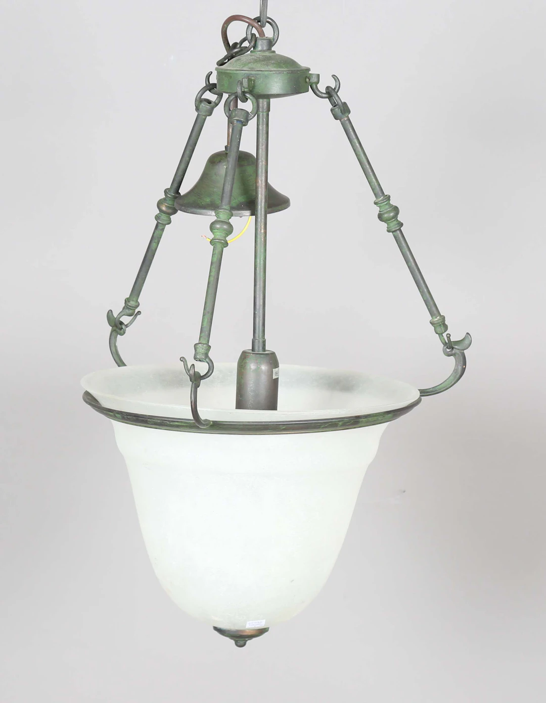 A Christopher Hyde alabaster and verdigris metalwork ceiling light