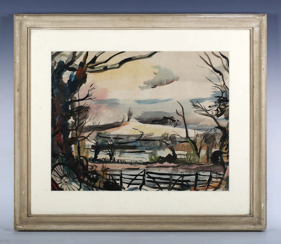 Rowland Suddaby (British 1912-1972) - 'Landscape at Lamarsh, Essex'
