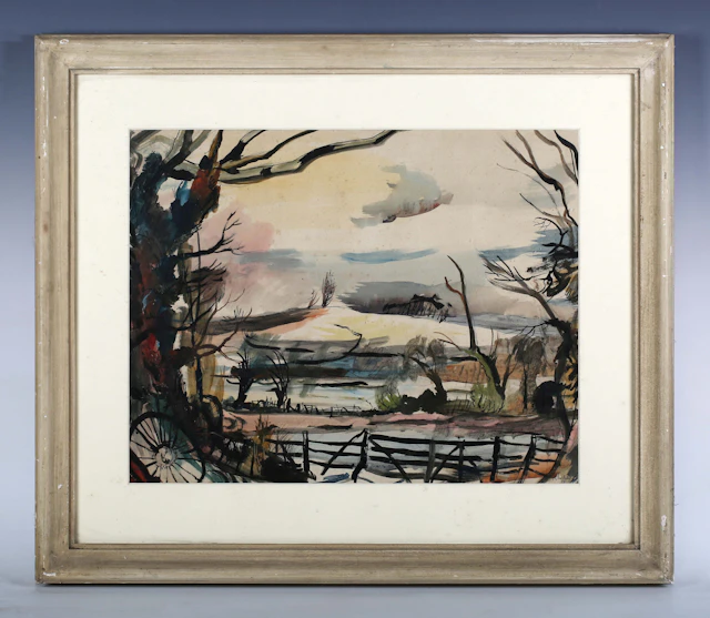 Rowland Suddaby (British 1912-1972) - 'Landscape at Lamarsh, Essex'