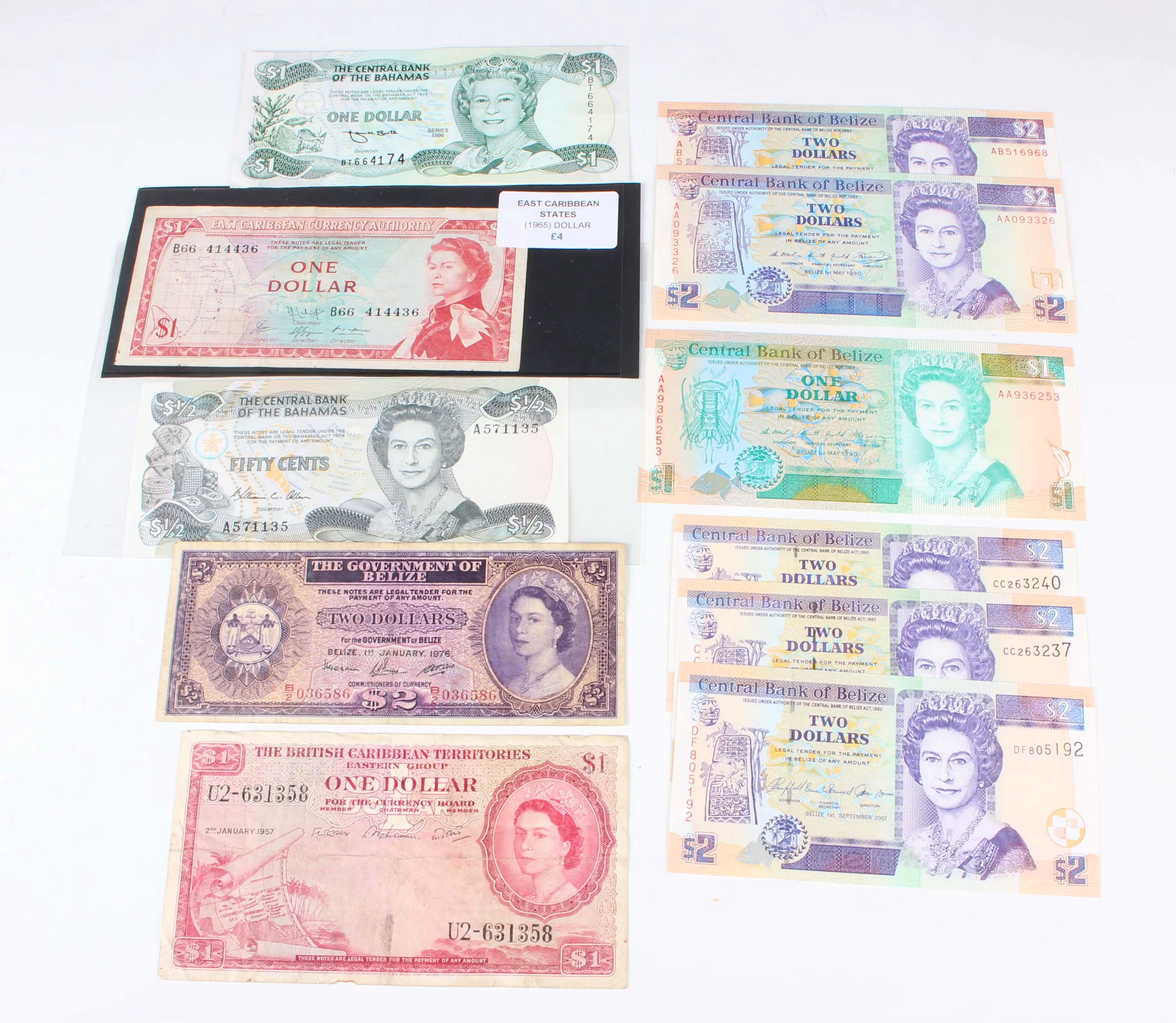 A collection of late 20th century British Territories banknotes, including