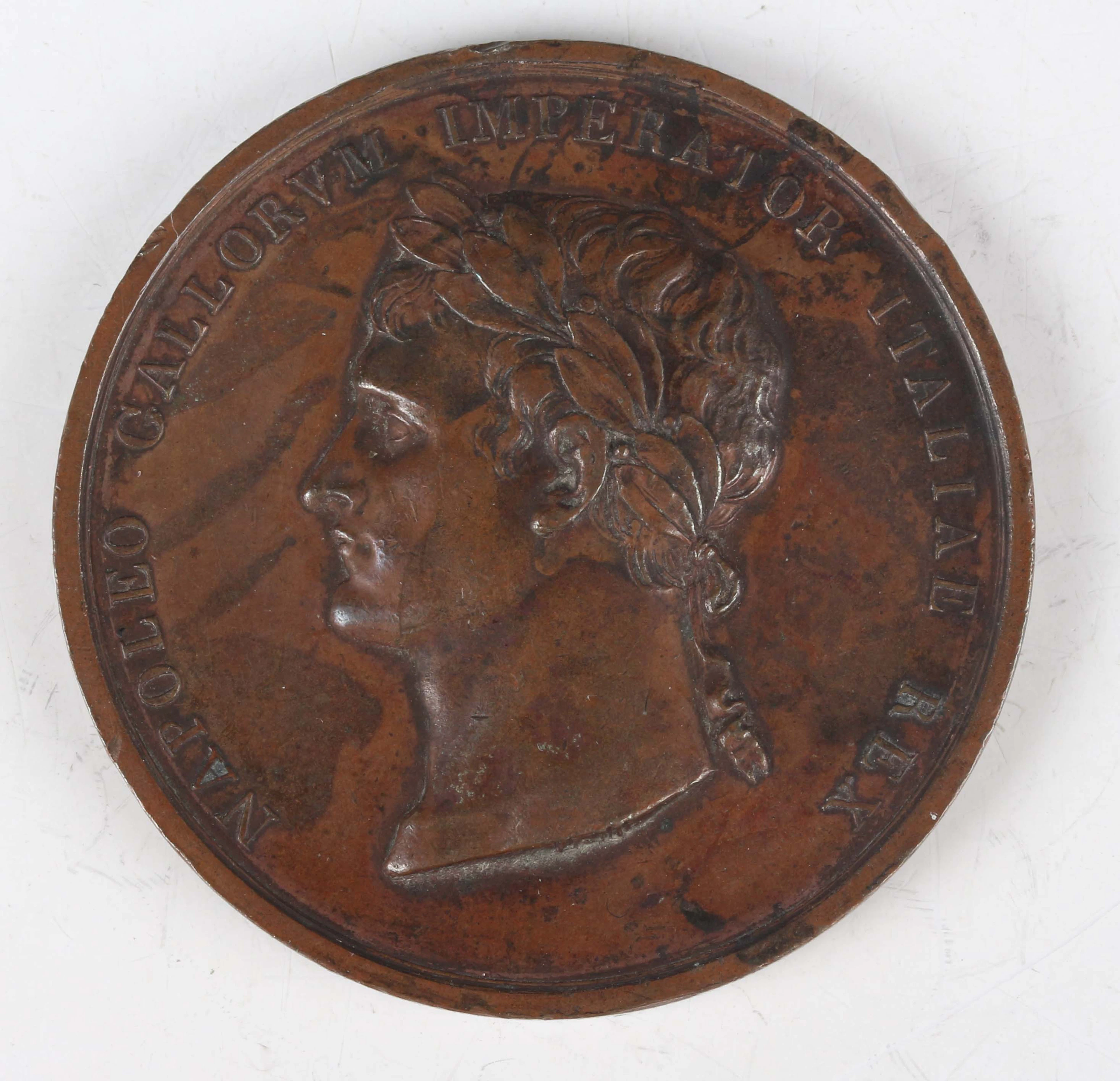 An early 19th century Napoleon I bronze coronation medal 1805 by Luigi