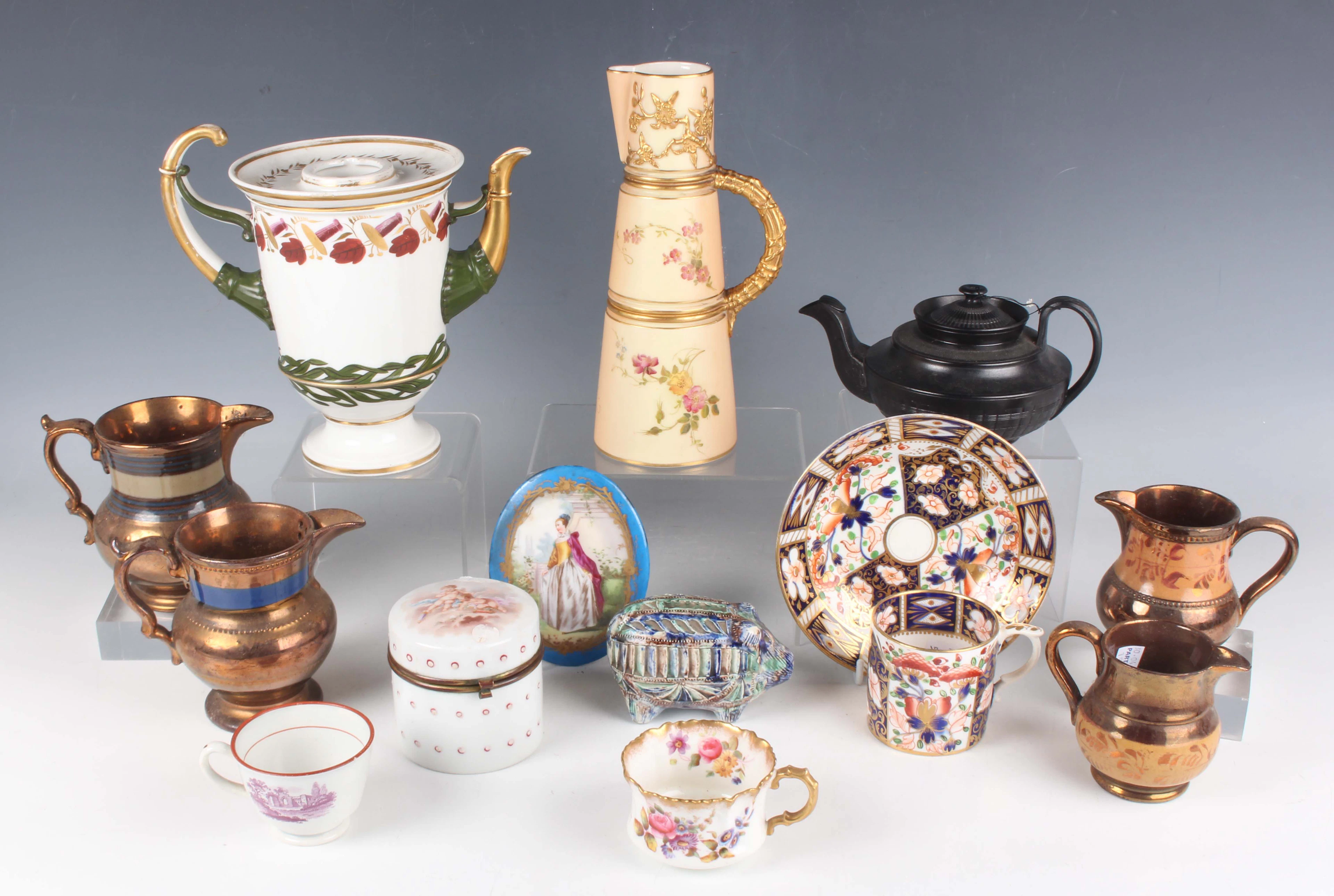 A mixed group of British and Continental pottery and porcelain, 19th