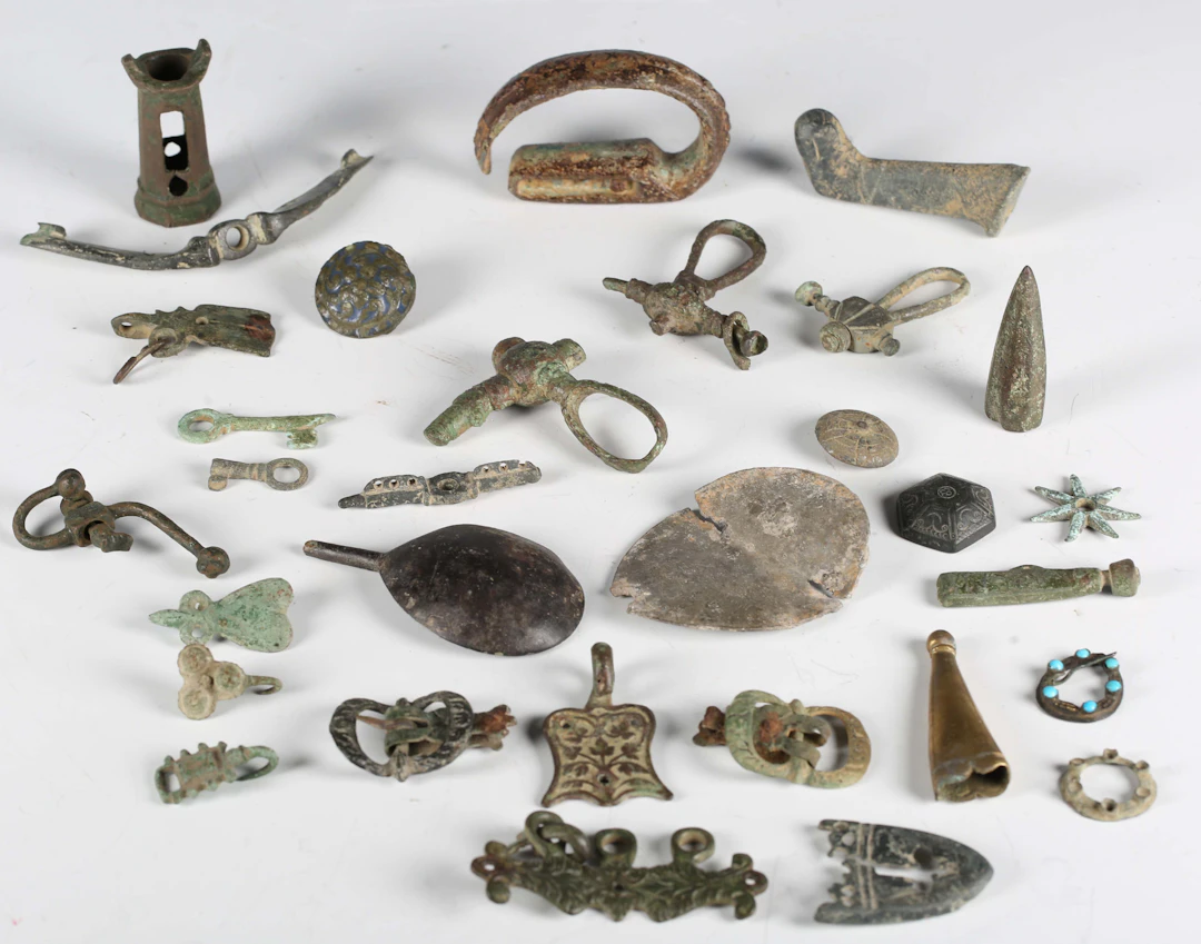 A large collection of medieval and later copper alloy artefacts, including