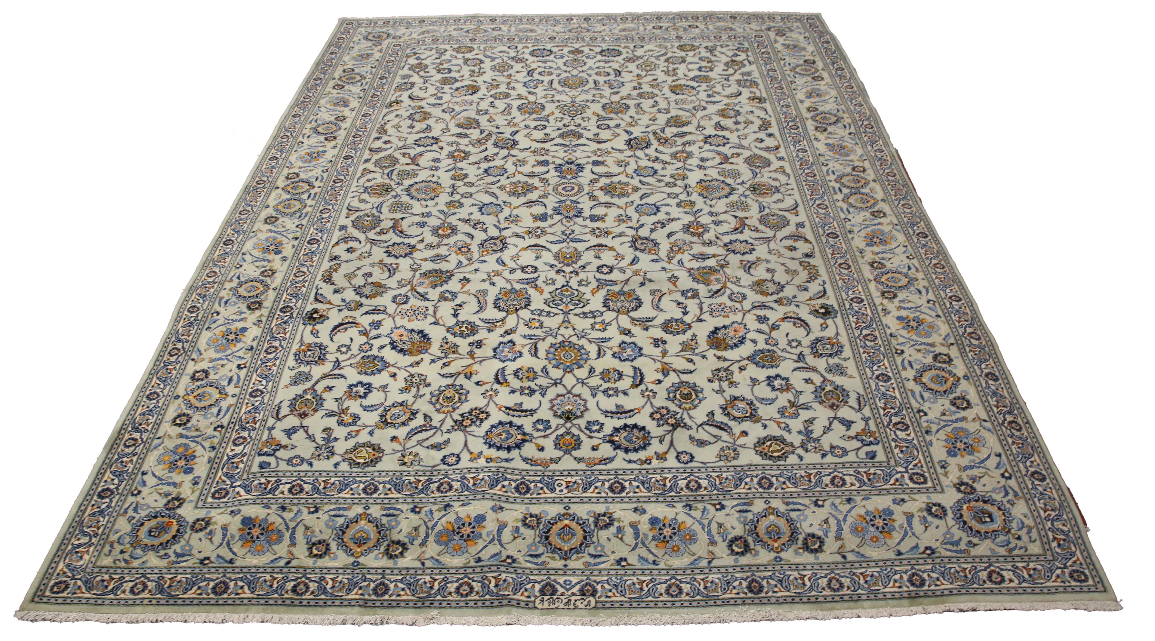 A Kashan carpet, Central Persia, late 20th century, the celadon green