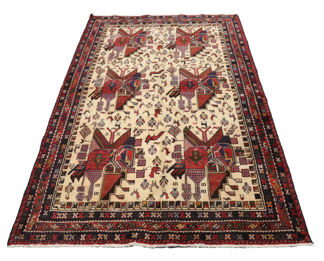 An Afshar rug, North-east Persia, late 20th century, the ivory field