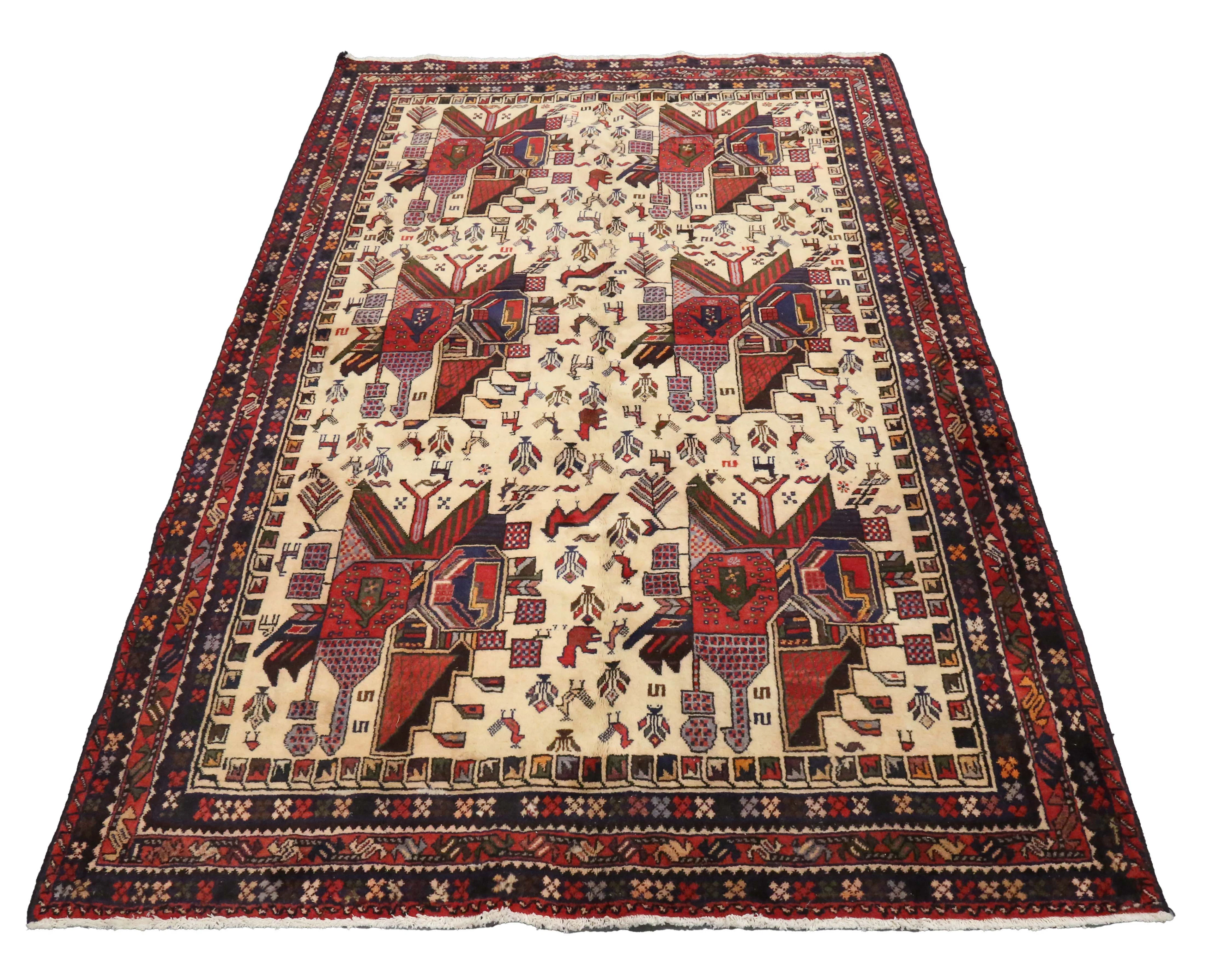 An Afshar rug, North-east Persia, late 20th century, the ivory field