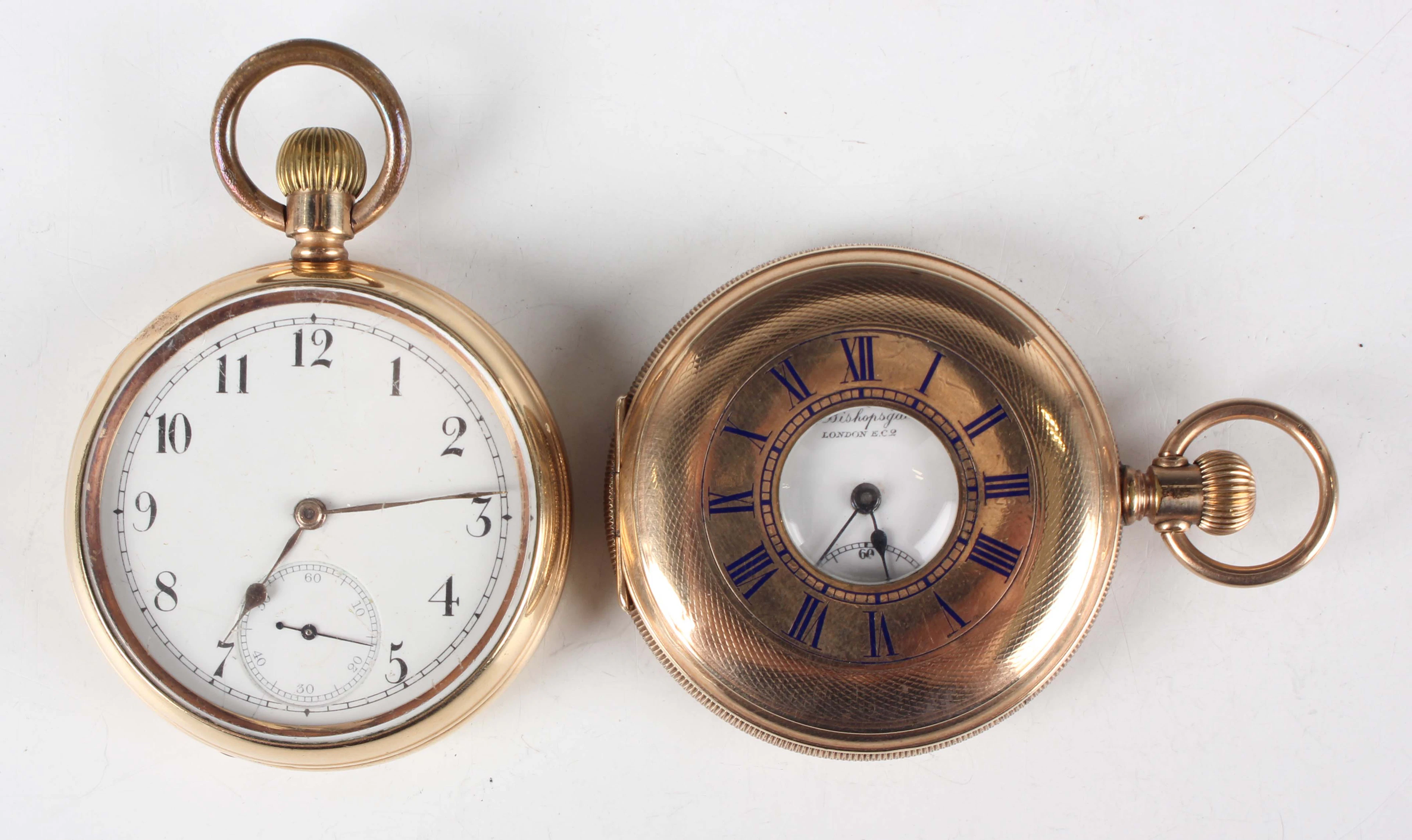 A Winegartens gilt metal half-hunting cased keyless wind gentleman's