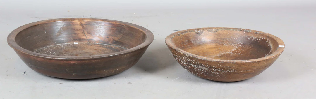 A large 18th century fruitwood dairy bowl, diameter 54cm, together