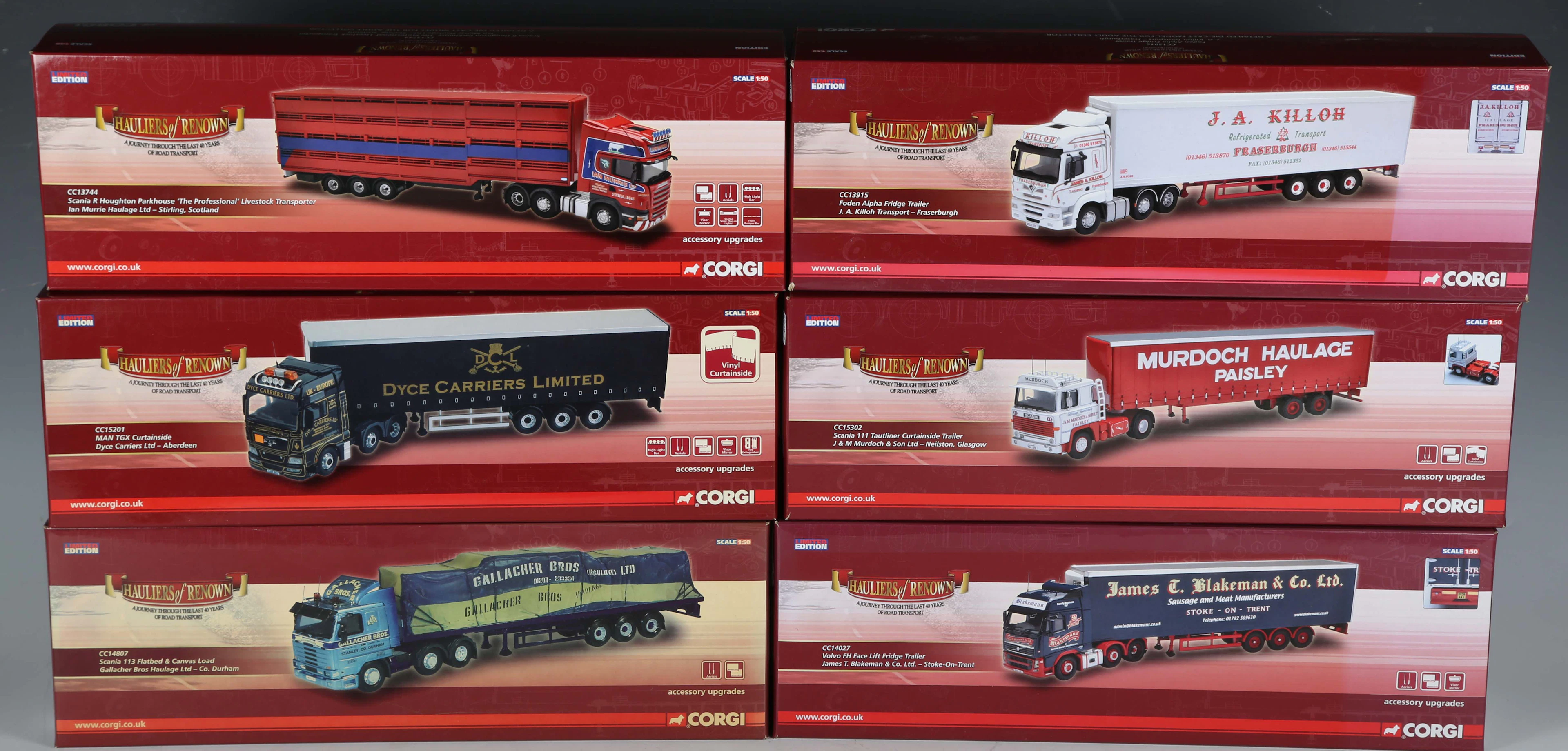 Six Corgi limited edition 1:50 scale Hauliers of Renown articulated
