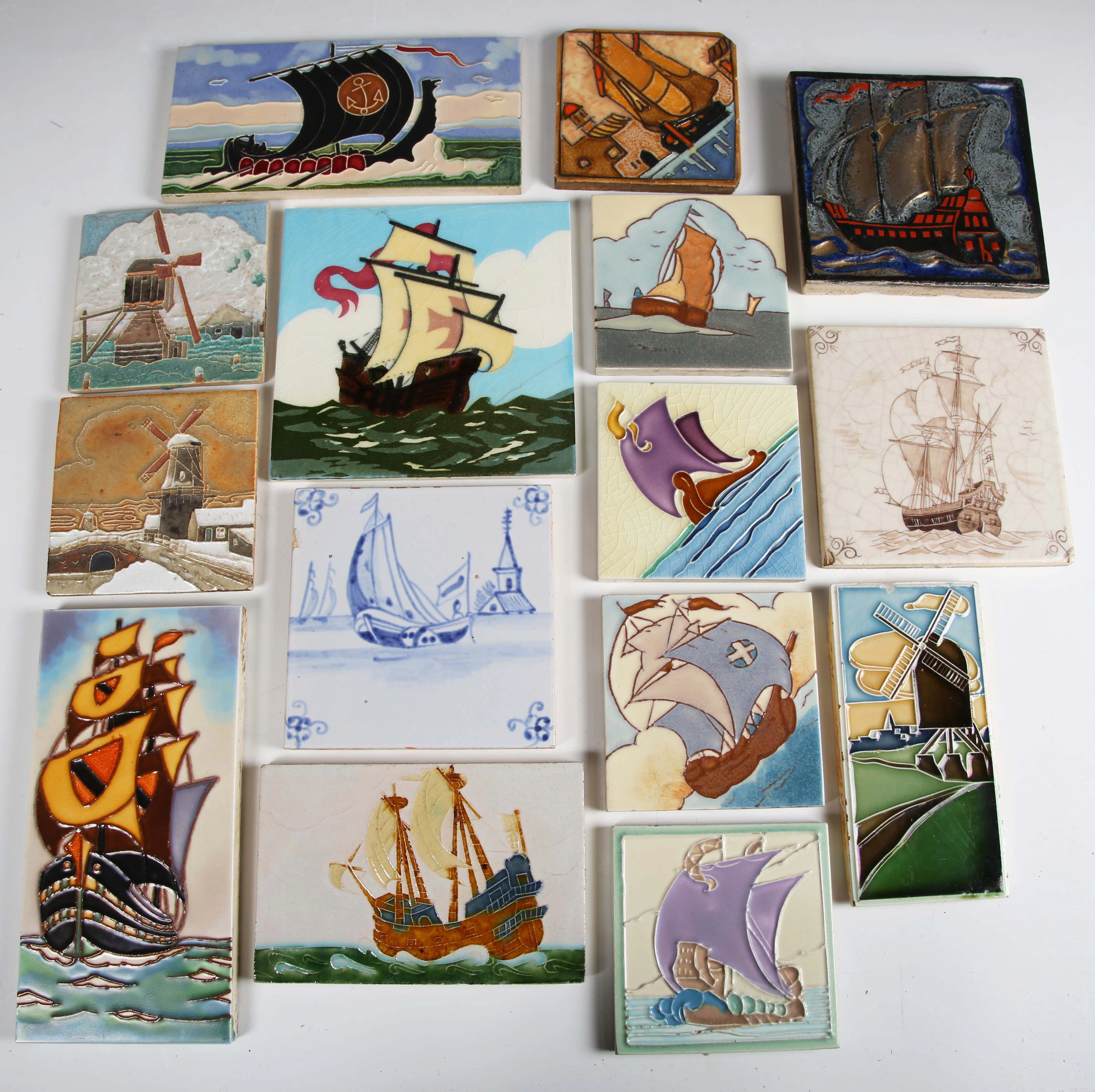 Two small Art Deco De Porceleyne Fles Cloisonne tiles for Ablett Bell
