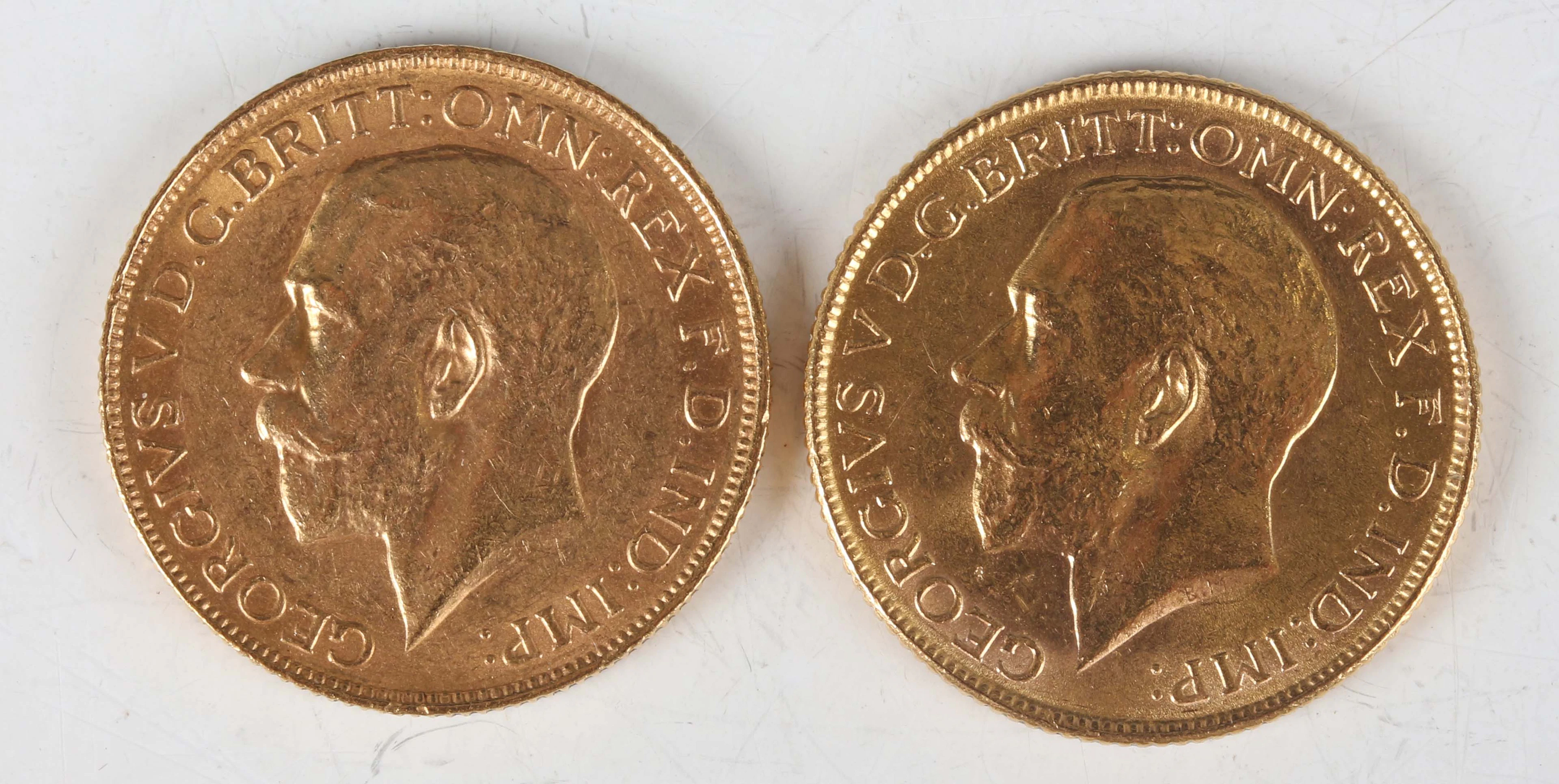 Two George V sovereigns, comprising 1917 Perth Mint and 1918 Bombay