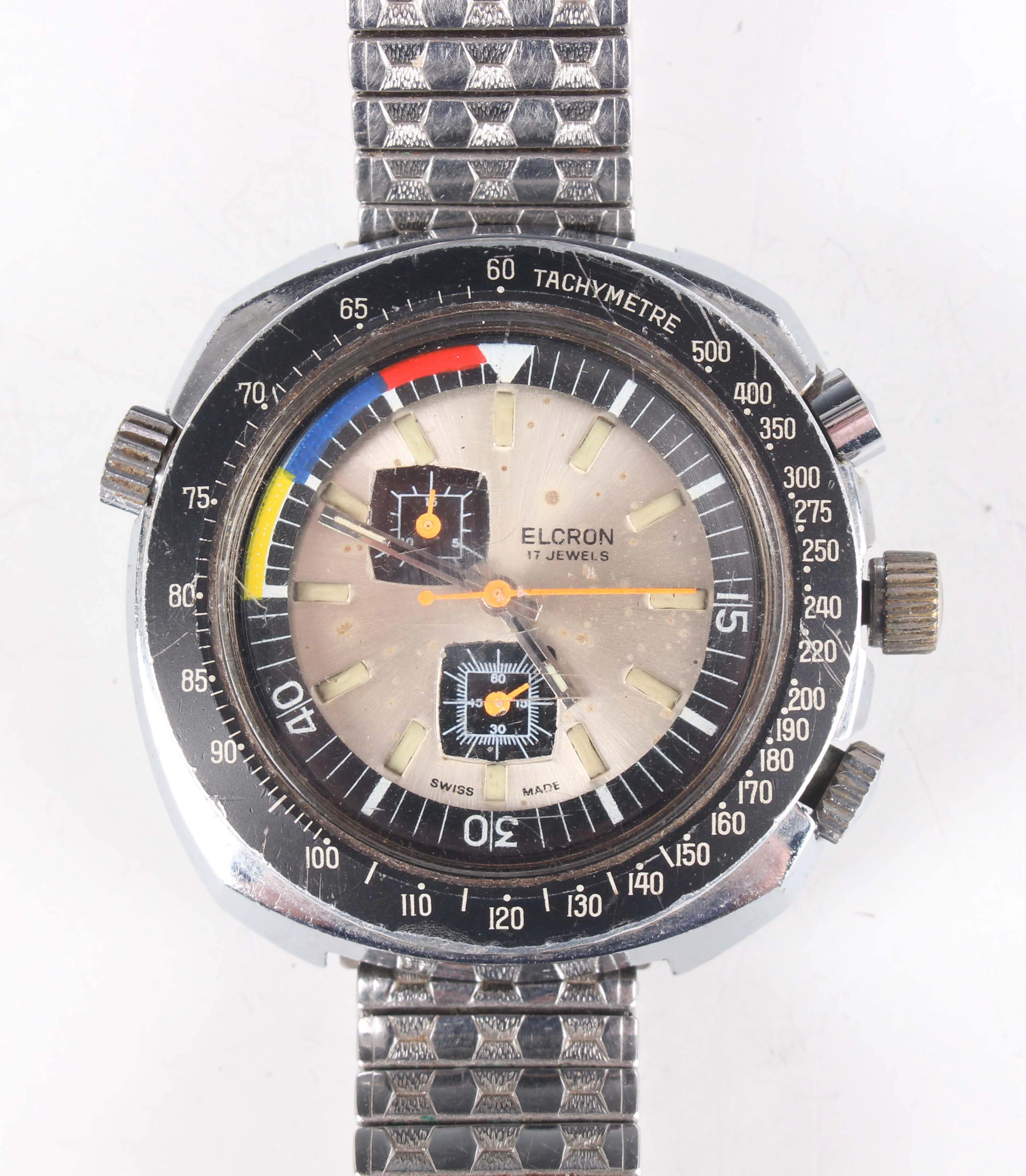 An Agon Chromatic Watch Co Elcron stainless steel backed gentleman's