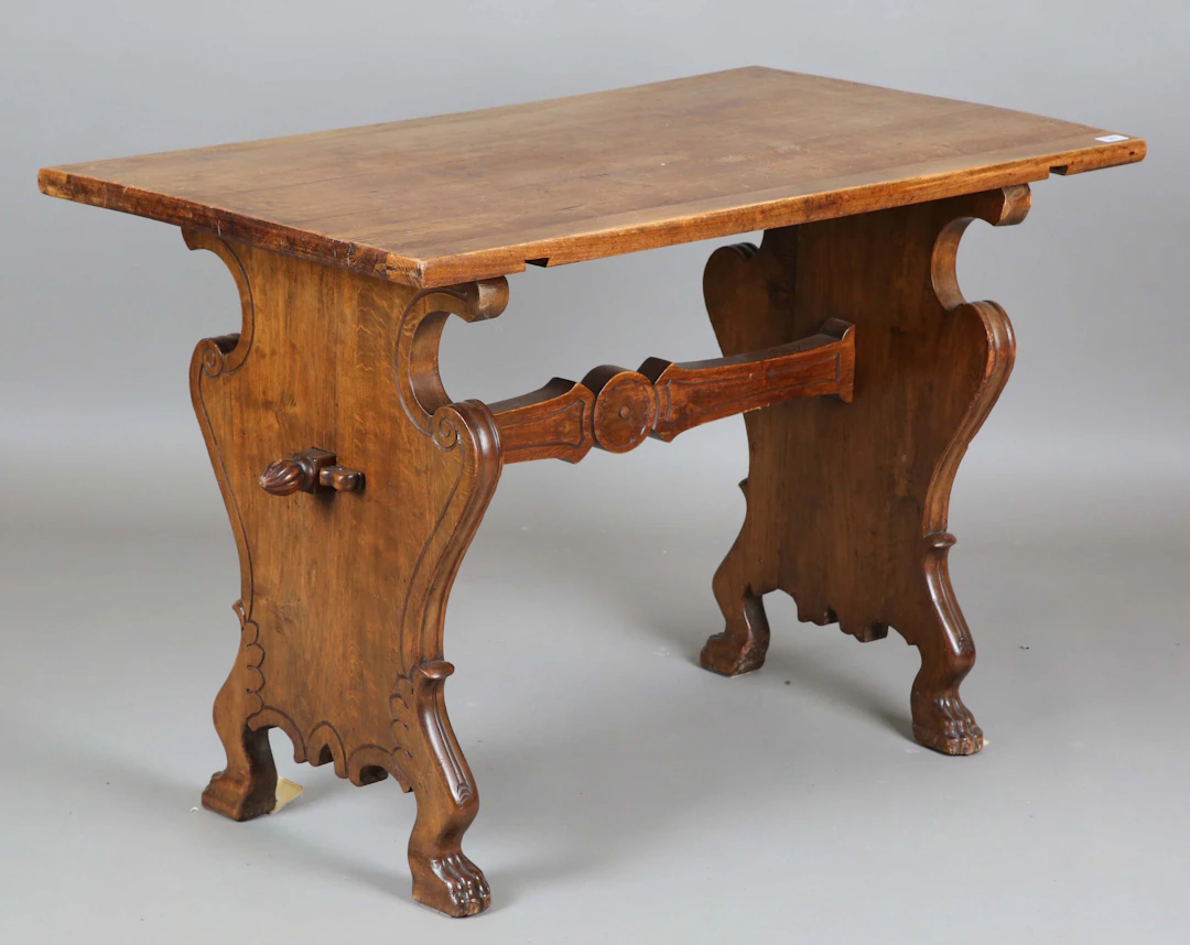 A late 19th/early 20th century French fruitwood rectangular breakfast