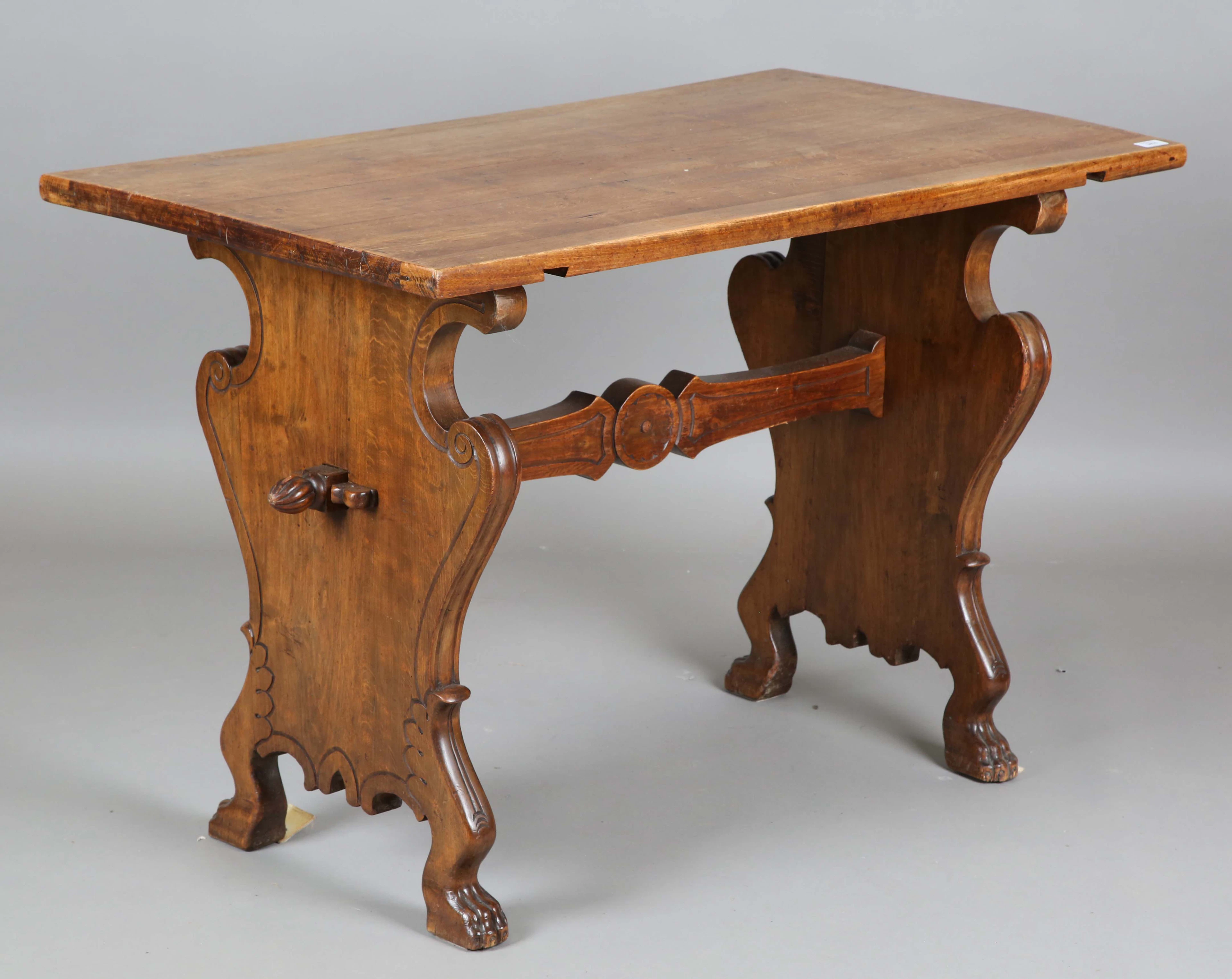 A late 19th/early 20th century French fruitwood rectangular breakfast