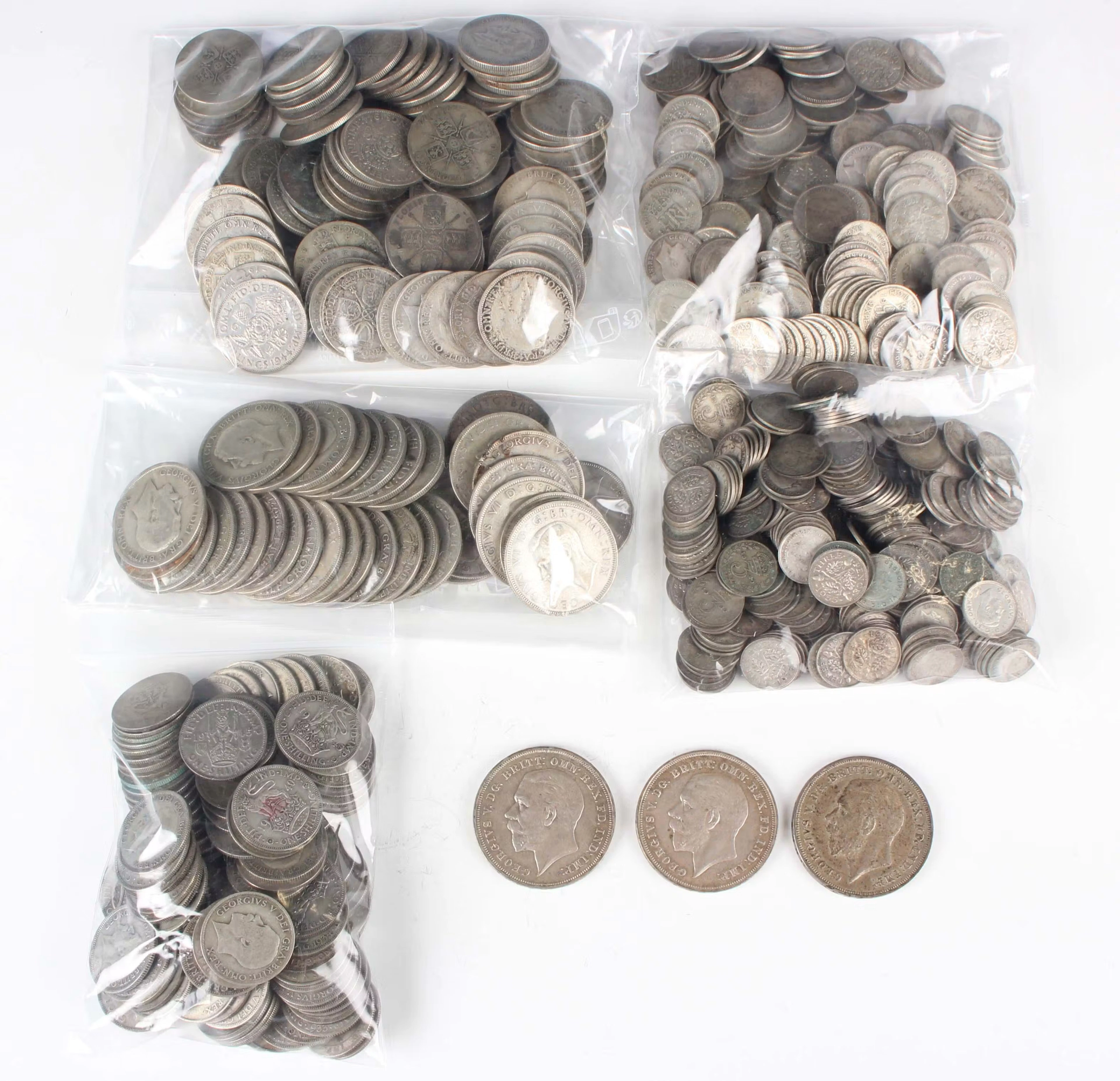 A large collection of pre-1947 British silver nickel coinage, including