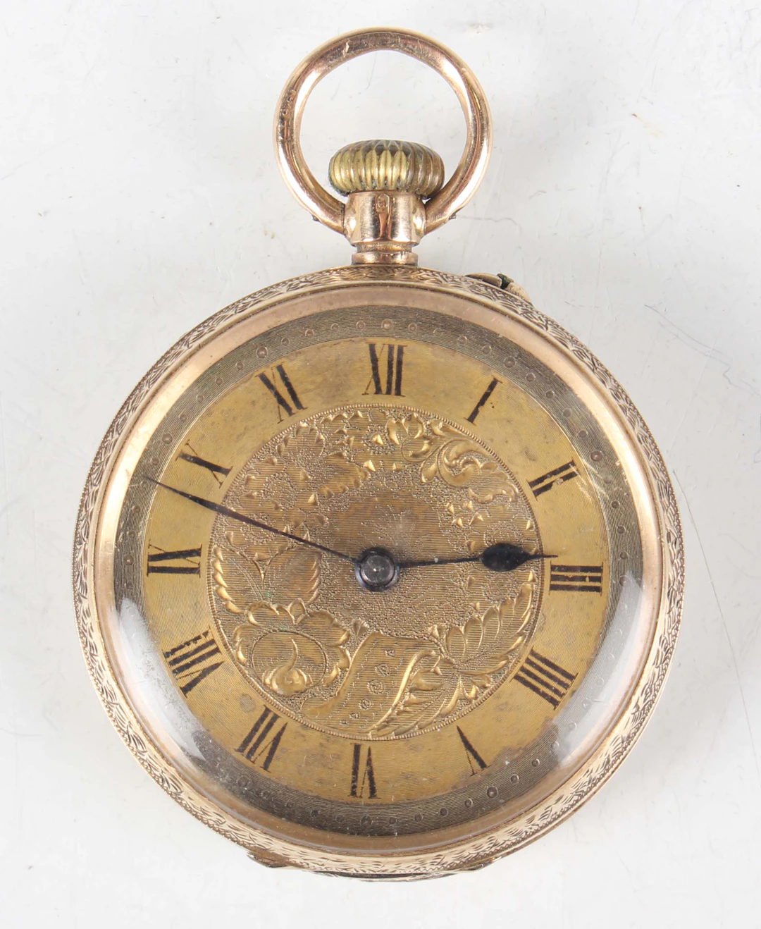 A 12ct gold cased keyless wind open-faced lady's fob watch with unsigned
