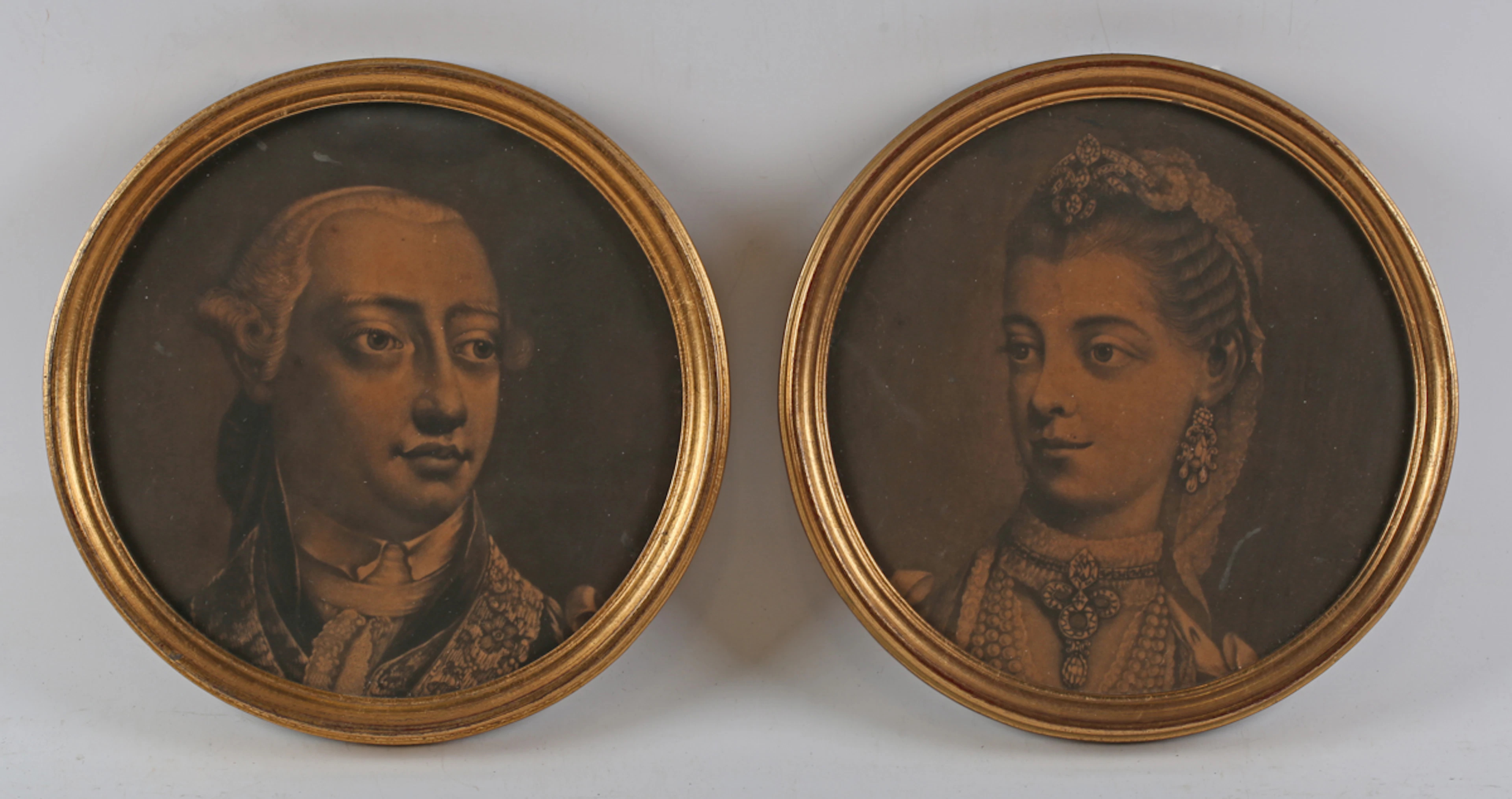 After Thomas Frye - Portrait of King George III; Portrait of Queen