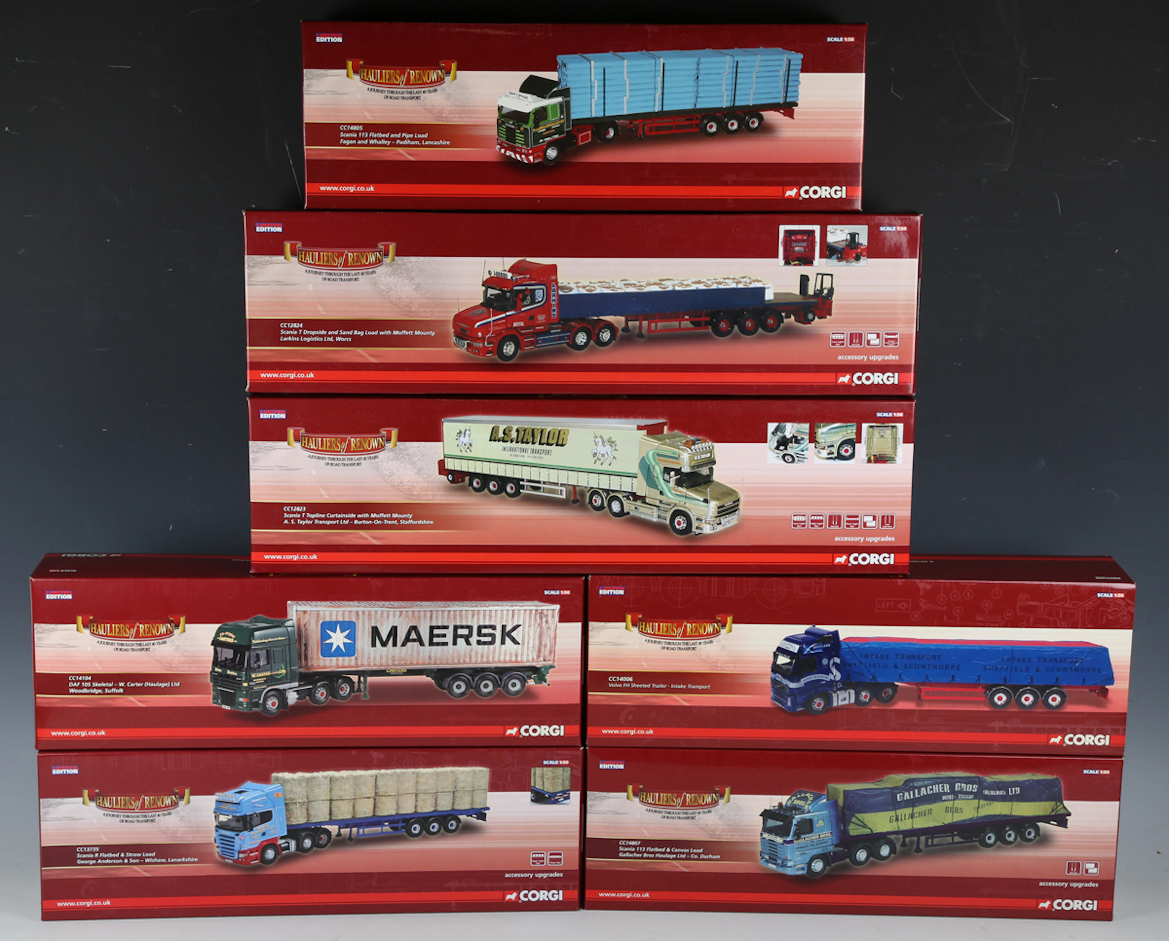 Seven Corgi limited edition 1:50 scale Hauliers of Renown articulated